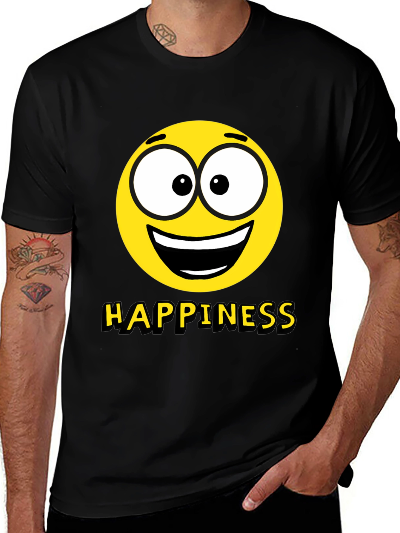 Variant 28 of Happiness Emoji Graphic Print T-Shirt - Black