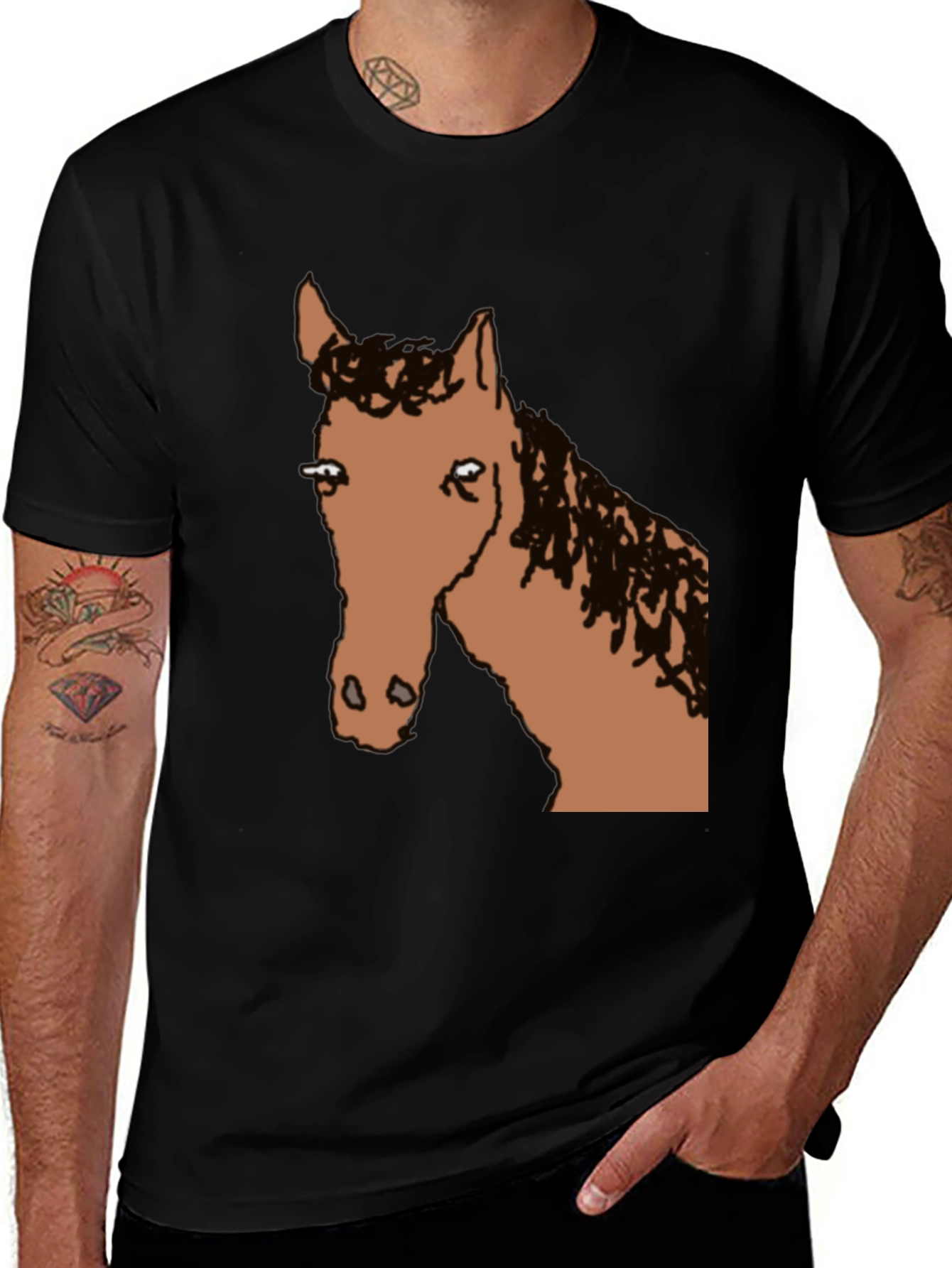 Variant 8 of Horse Graphic Tee - Black Cotton Blend