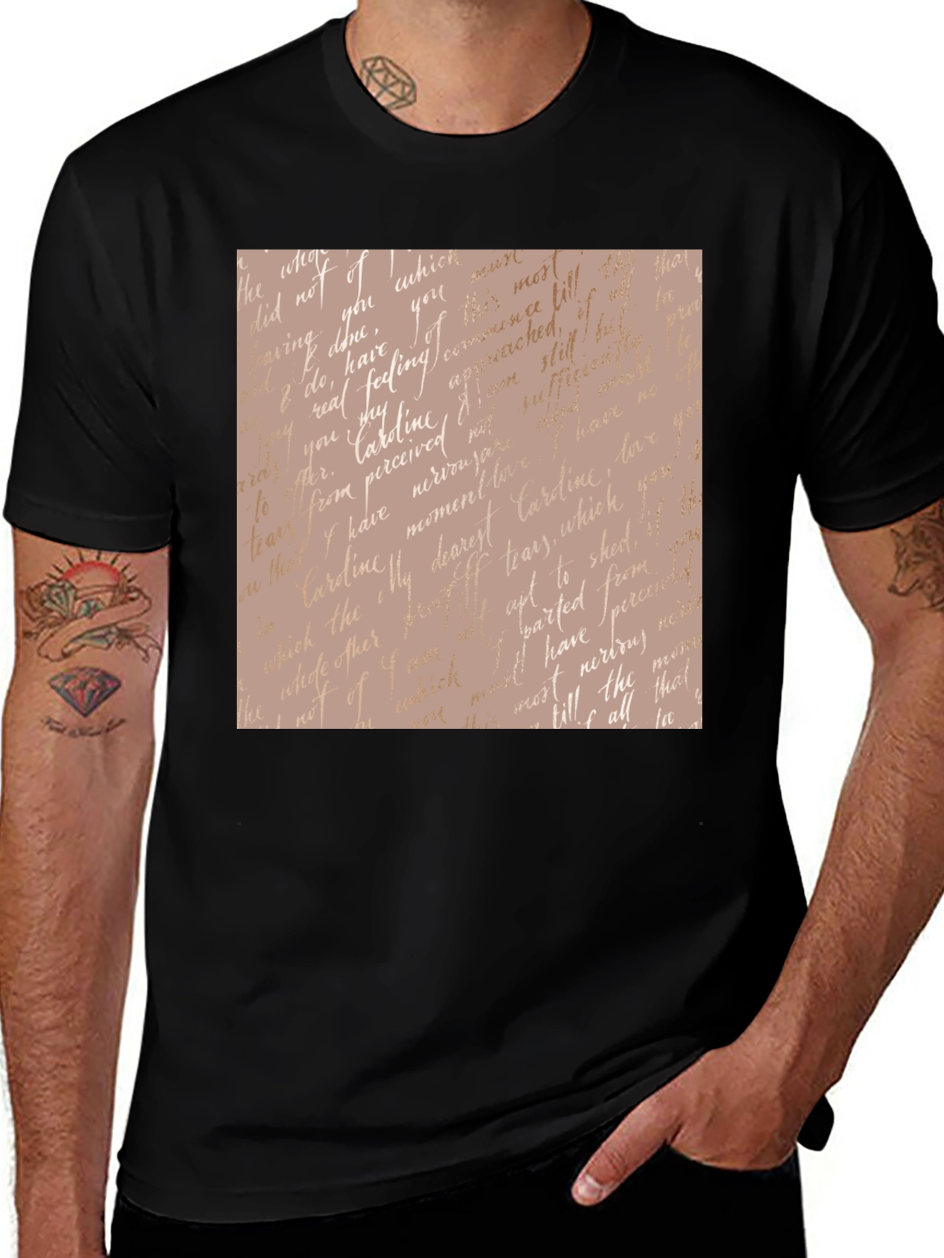 Variant 29 of Stylish Black Tee with Artistic Lettering Design
