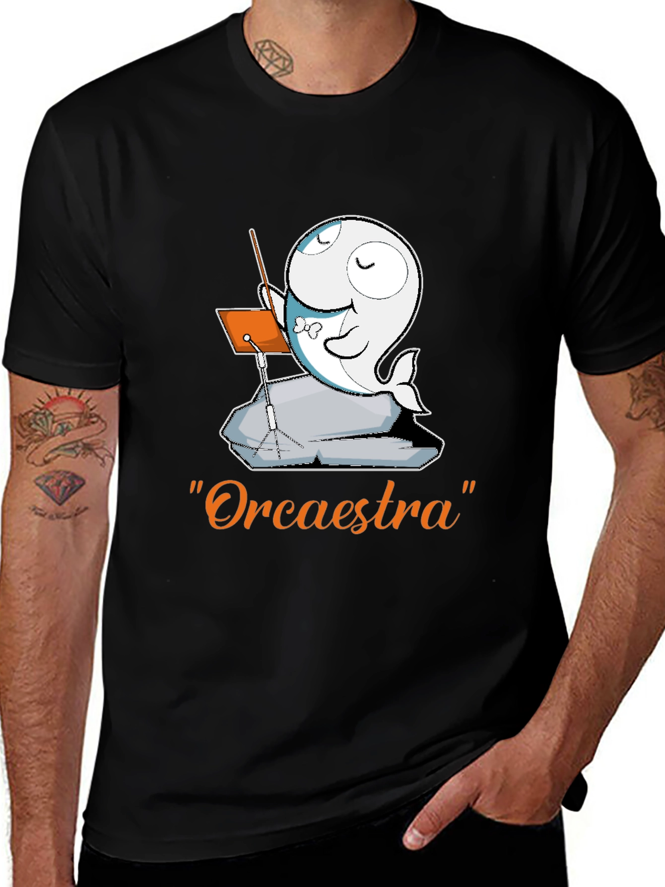 Variant 9 of Orcaestra T-Shirt: Cute Whale Conductor Design