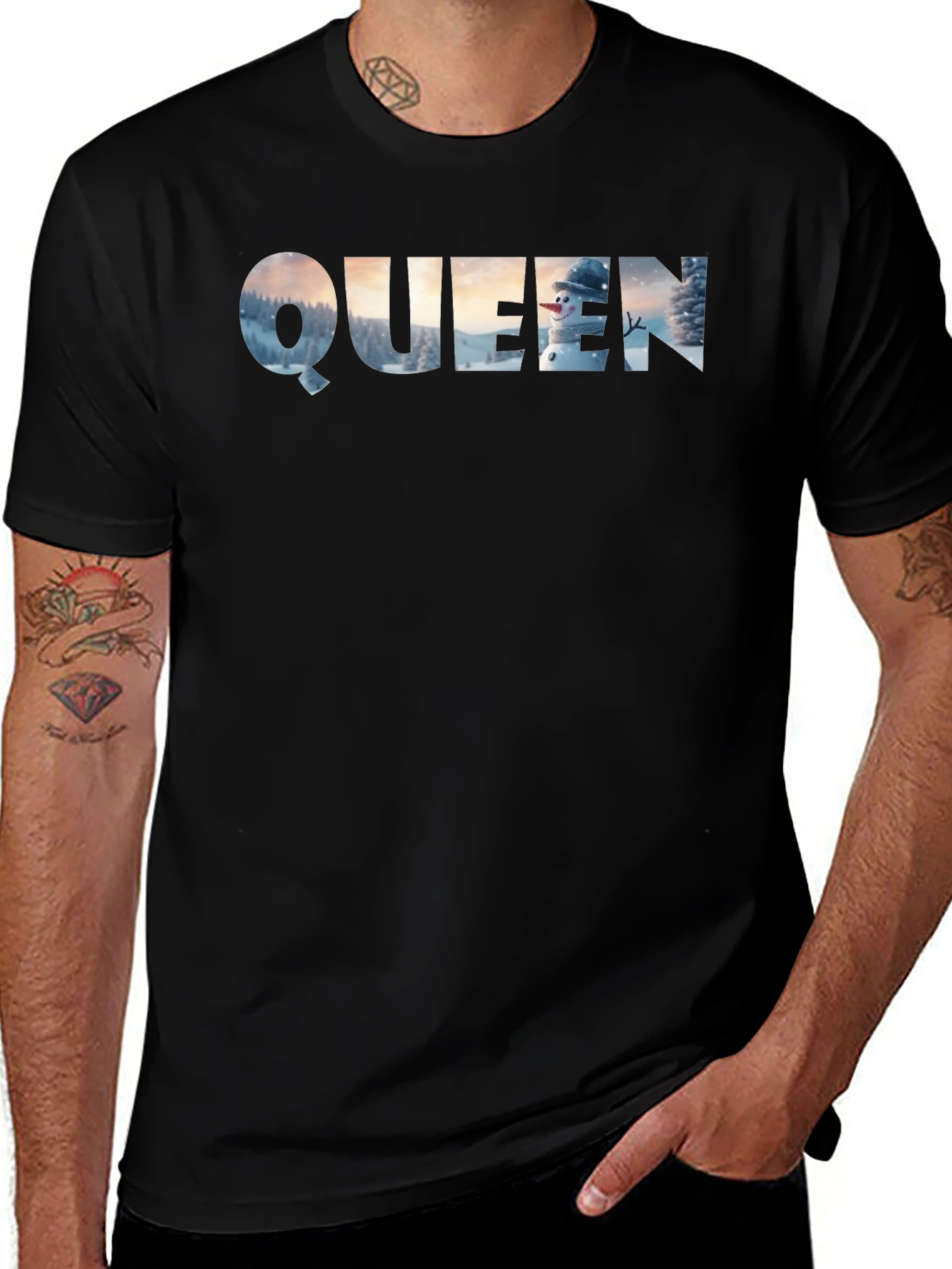 Variant 7 of Queen Winter Scene Black T-Shirt