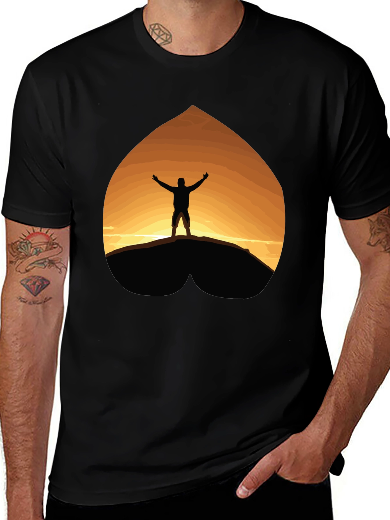 Variant 12 of Sunset Silhouette Graphic Tee - Black