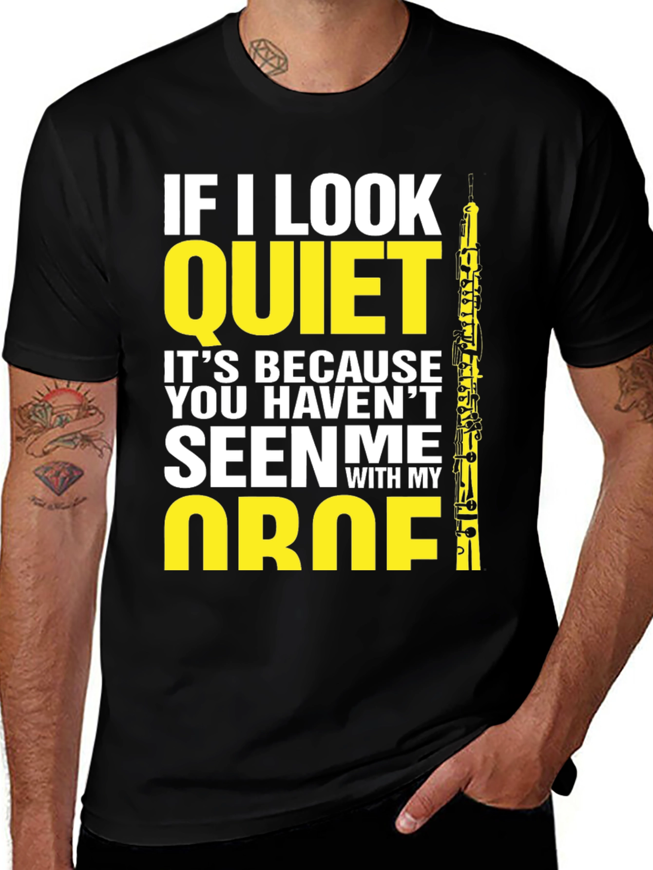 Variant 20 of Funny Oboe Player T-Shirt - If I Look Quiet Music Tee