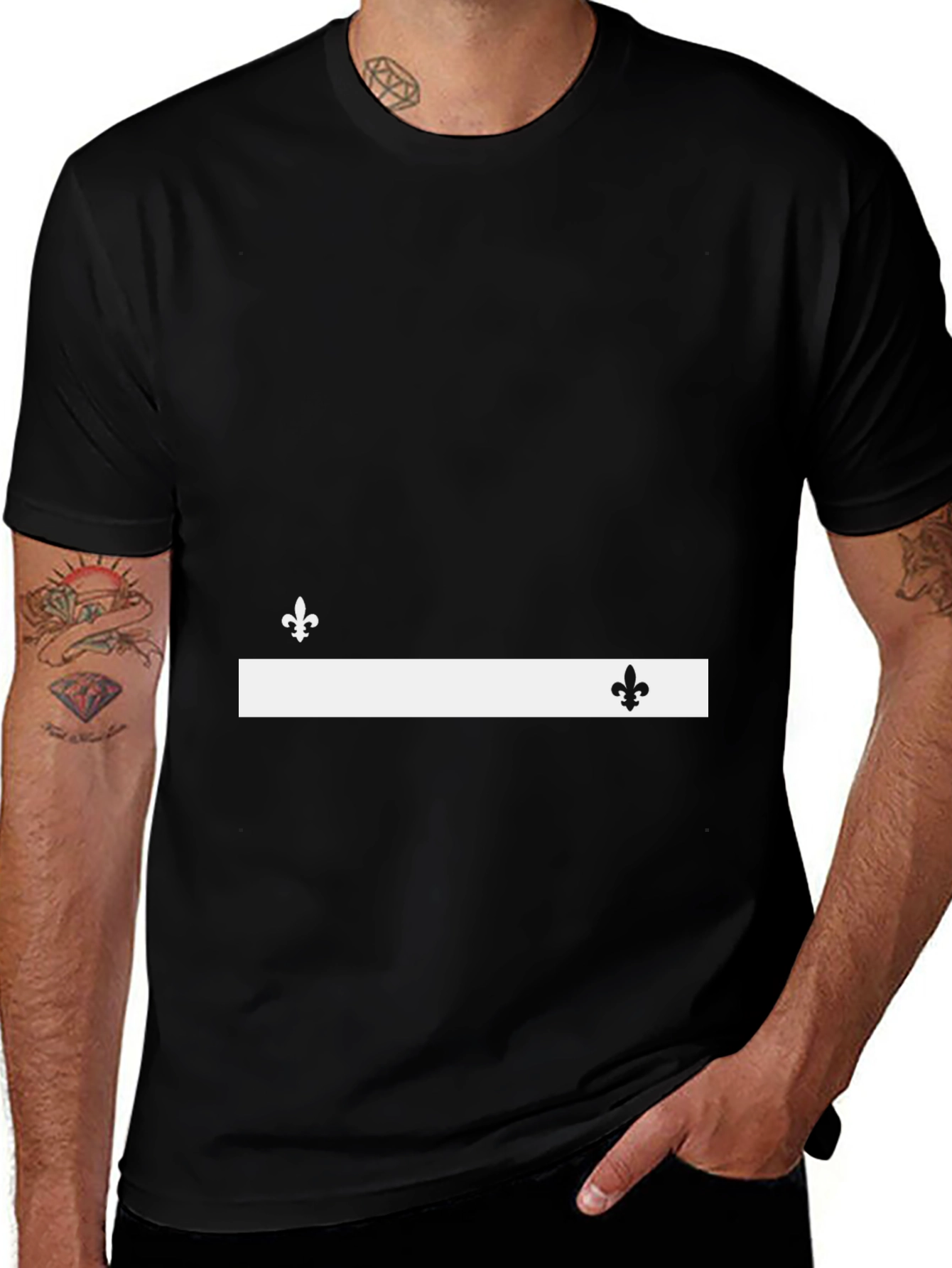 Black T-Shirt with Fleur-de-lis Design
