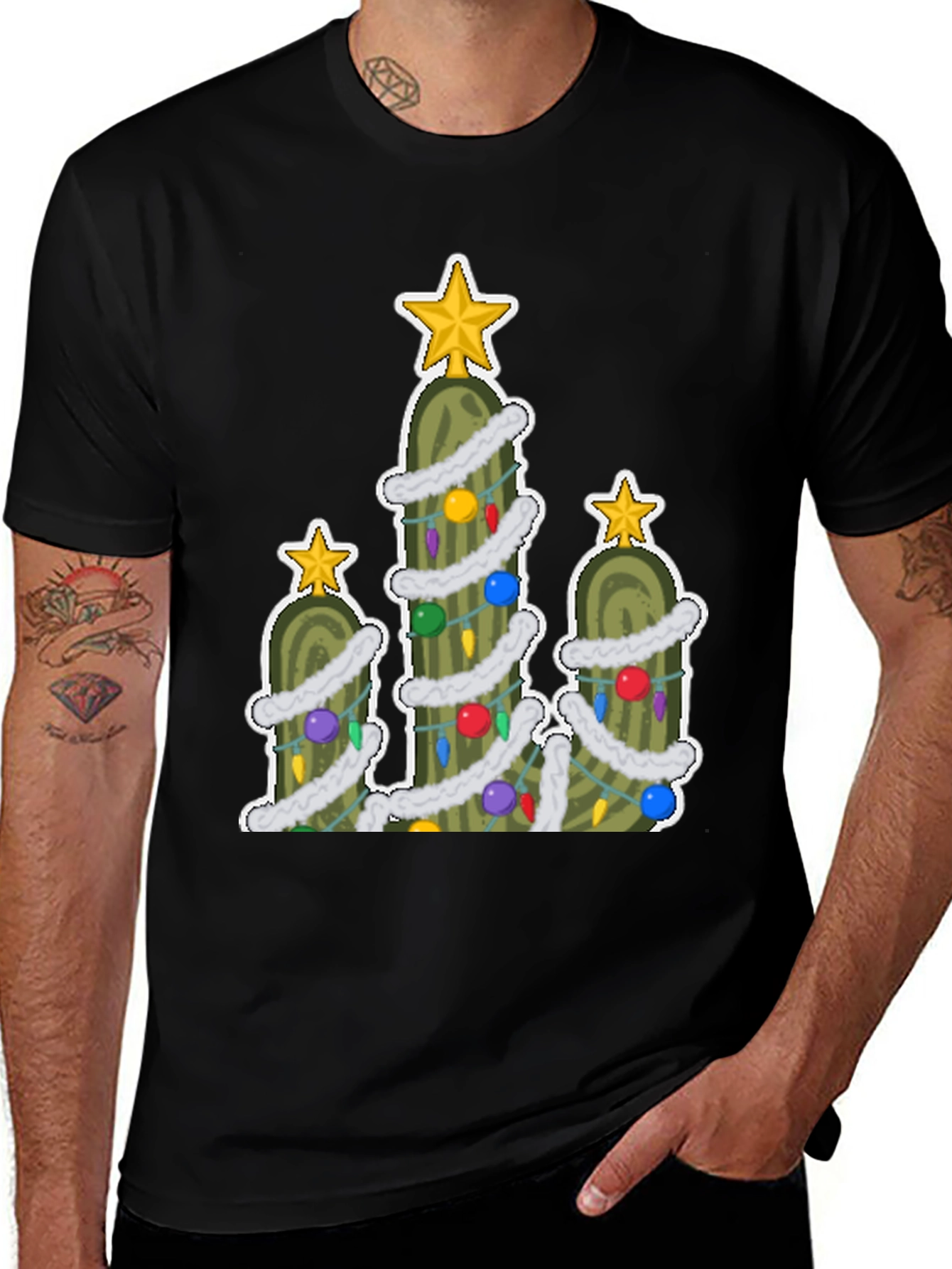 Variant 9 of Pickle Christmas Tree T-Shirt - Holiday Fun!