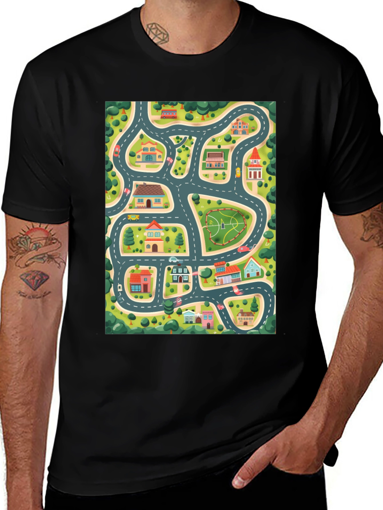 Variant 17 of Road Map Graphic T-Shirt
