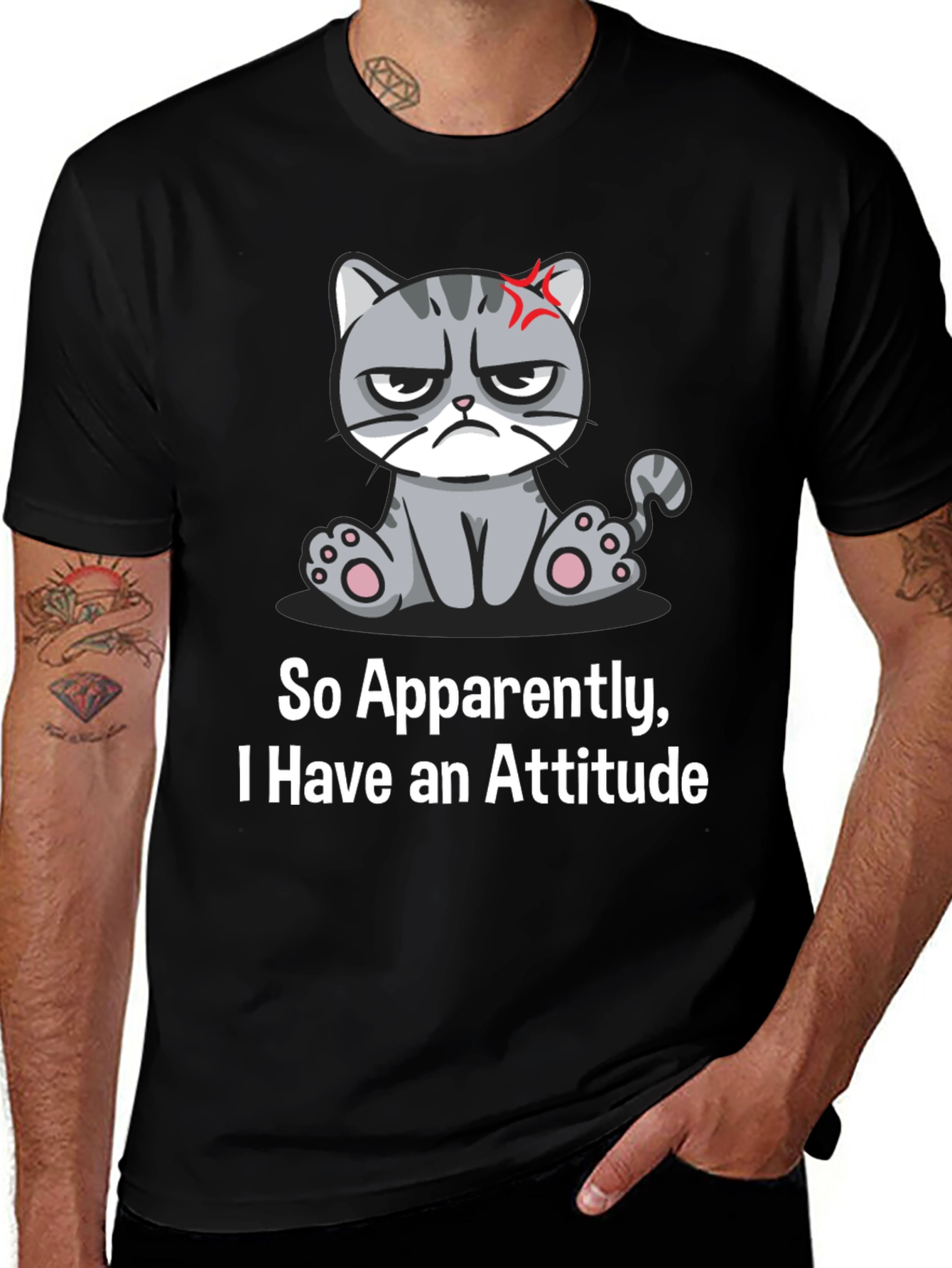 Grumpy Cat Attitude T-Shirt - Men's Black Tee