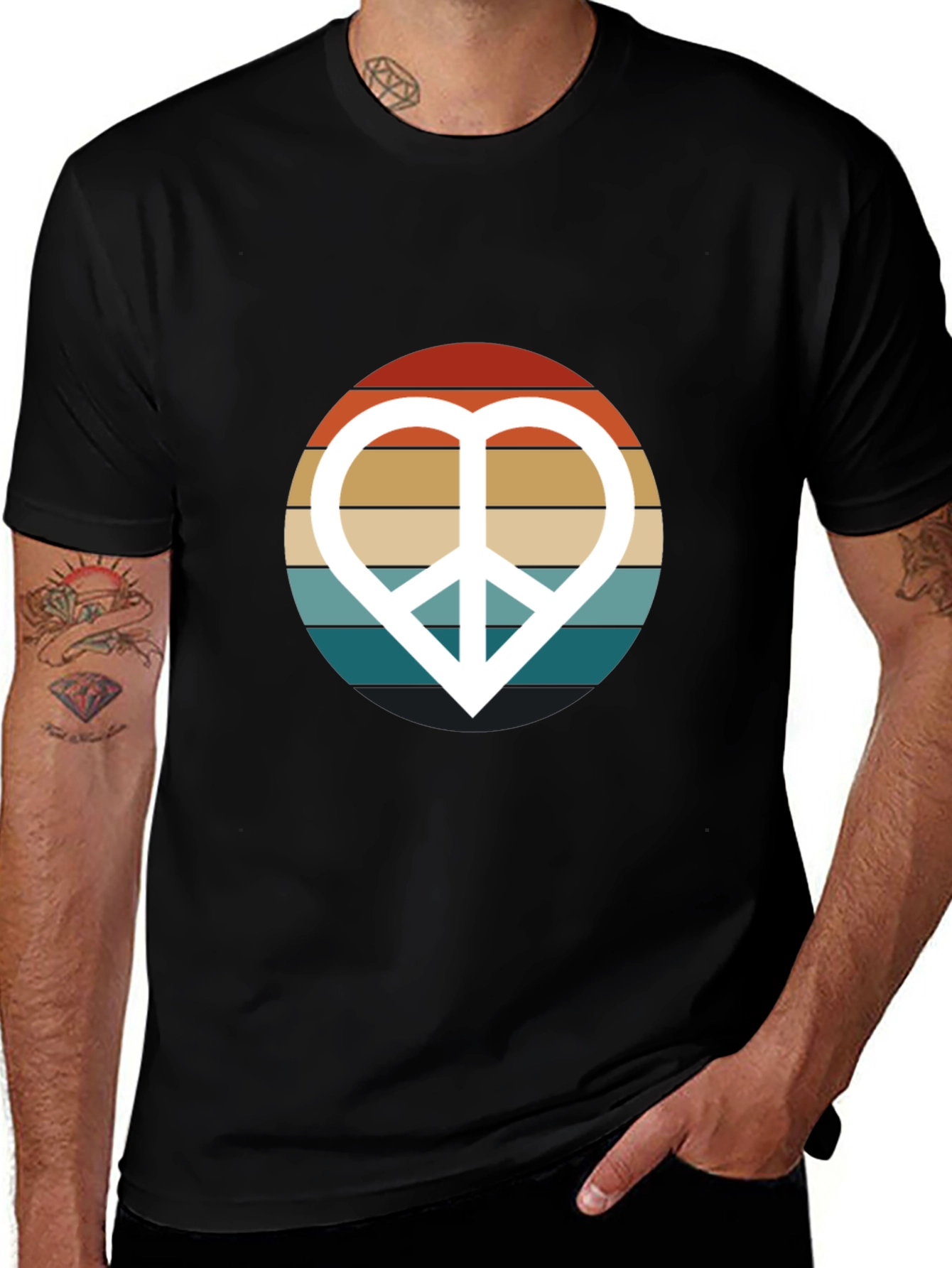 Variant 20 of Retro Peace Sign Heart Graphic T-Shirt