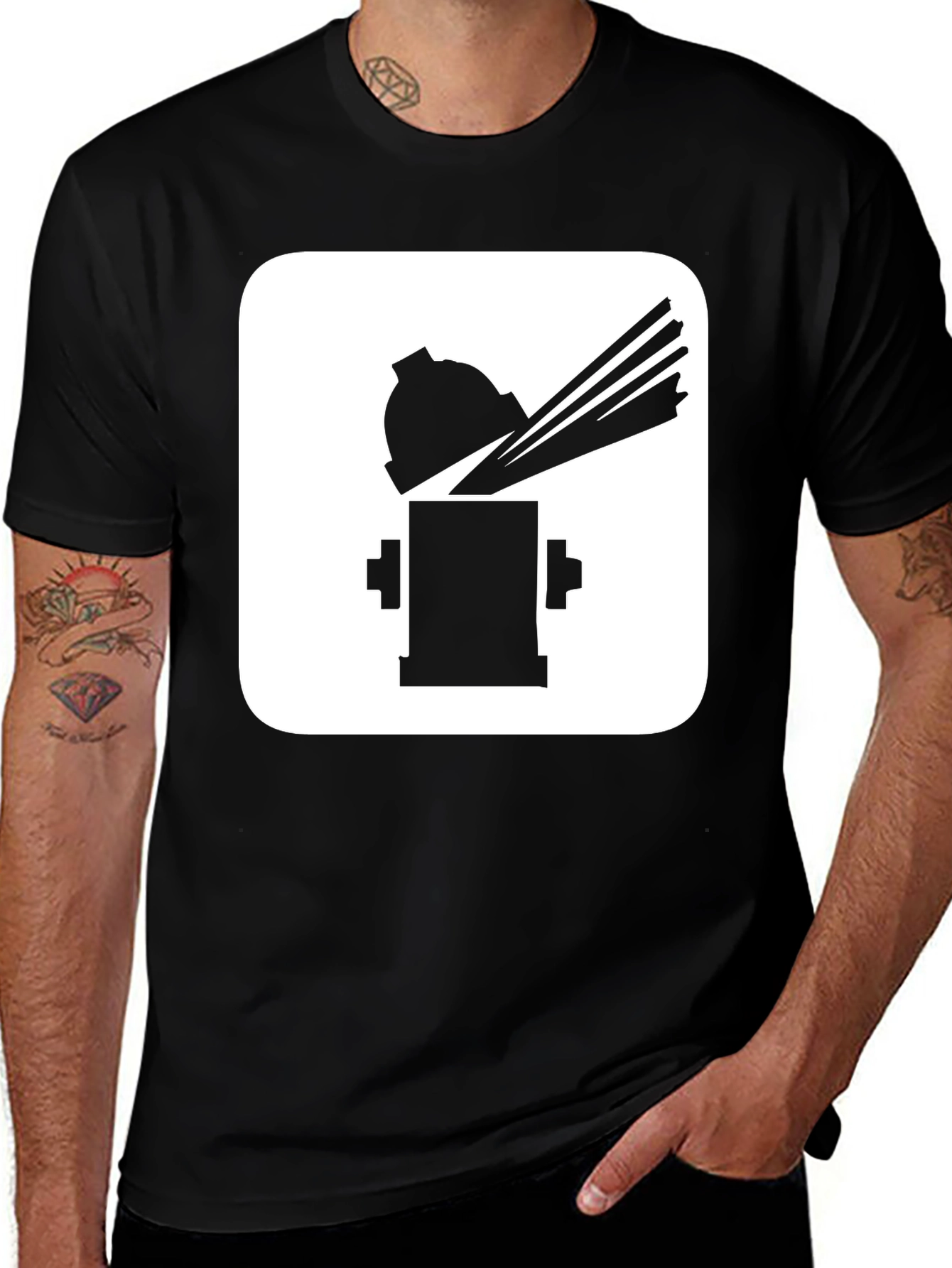 Variant 2 of Cool Fire Hydrant Graphic Tee - Black Cotton T-Shirt