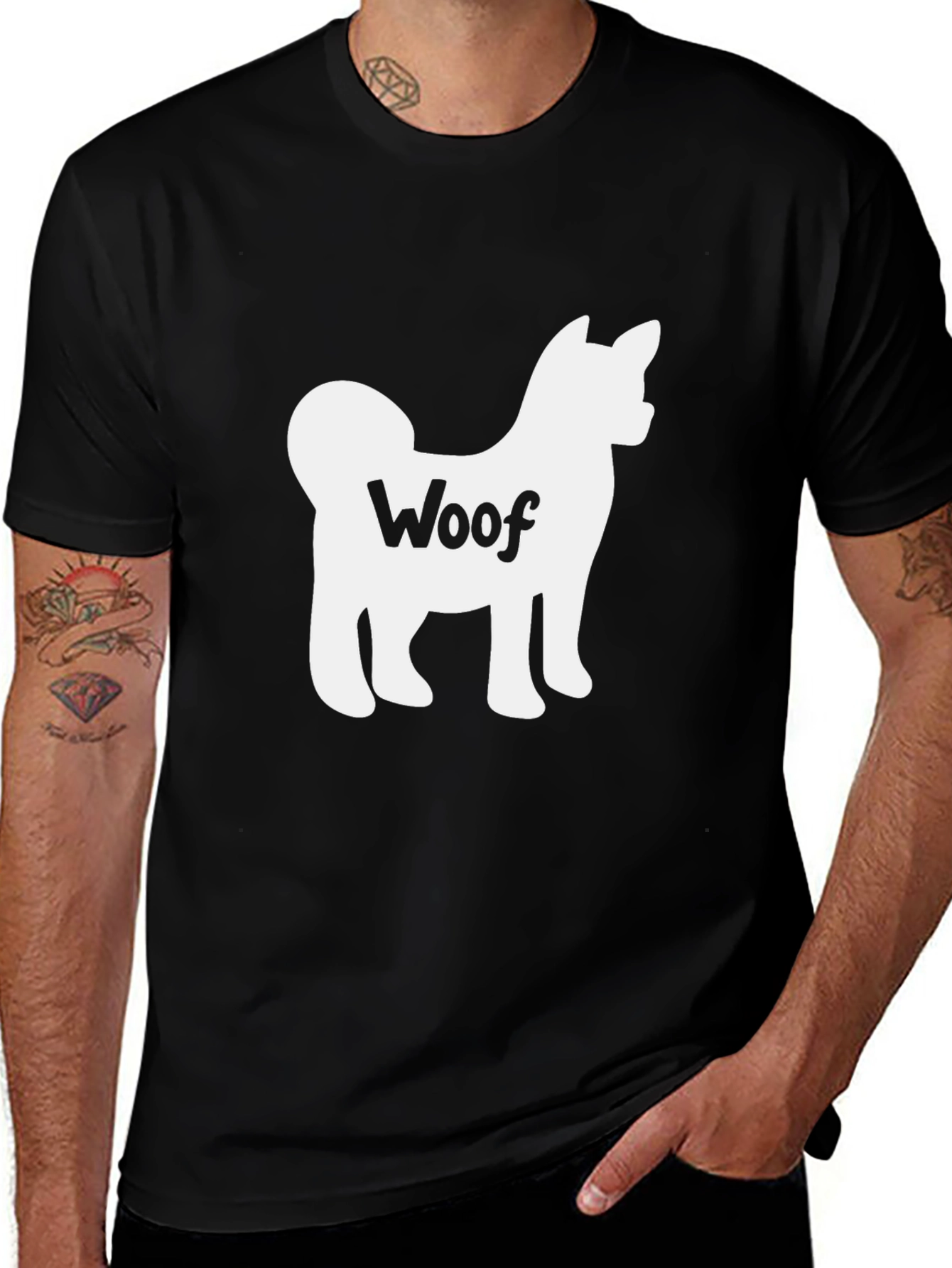 Variant 19 of Woof Dog Graphic Tee - Black Cotton T-Shirt