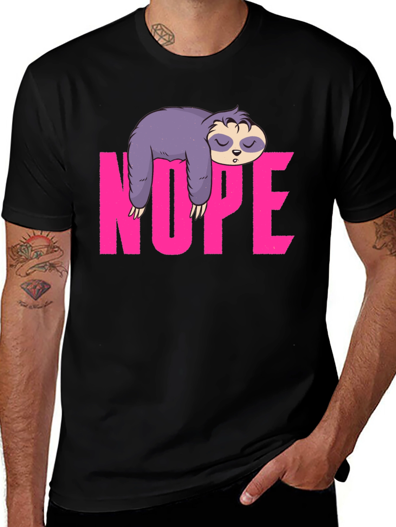 Black Sloth Nope Graphic Tee - Relaxed Fit main image
