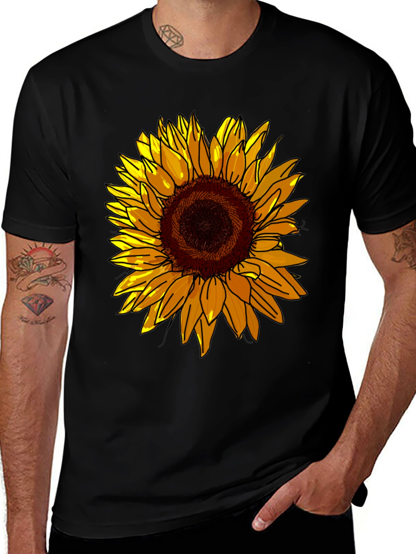 Variant 19 of Sunflower Graphic Black T-Shirt