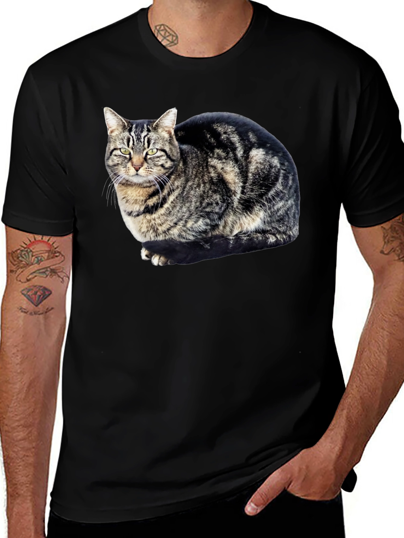 Variant 11 of Cat Print Black T-Shirt