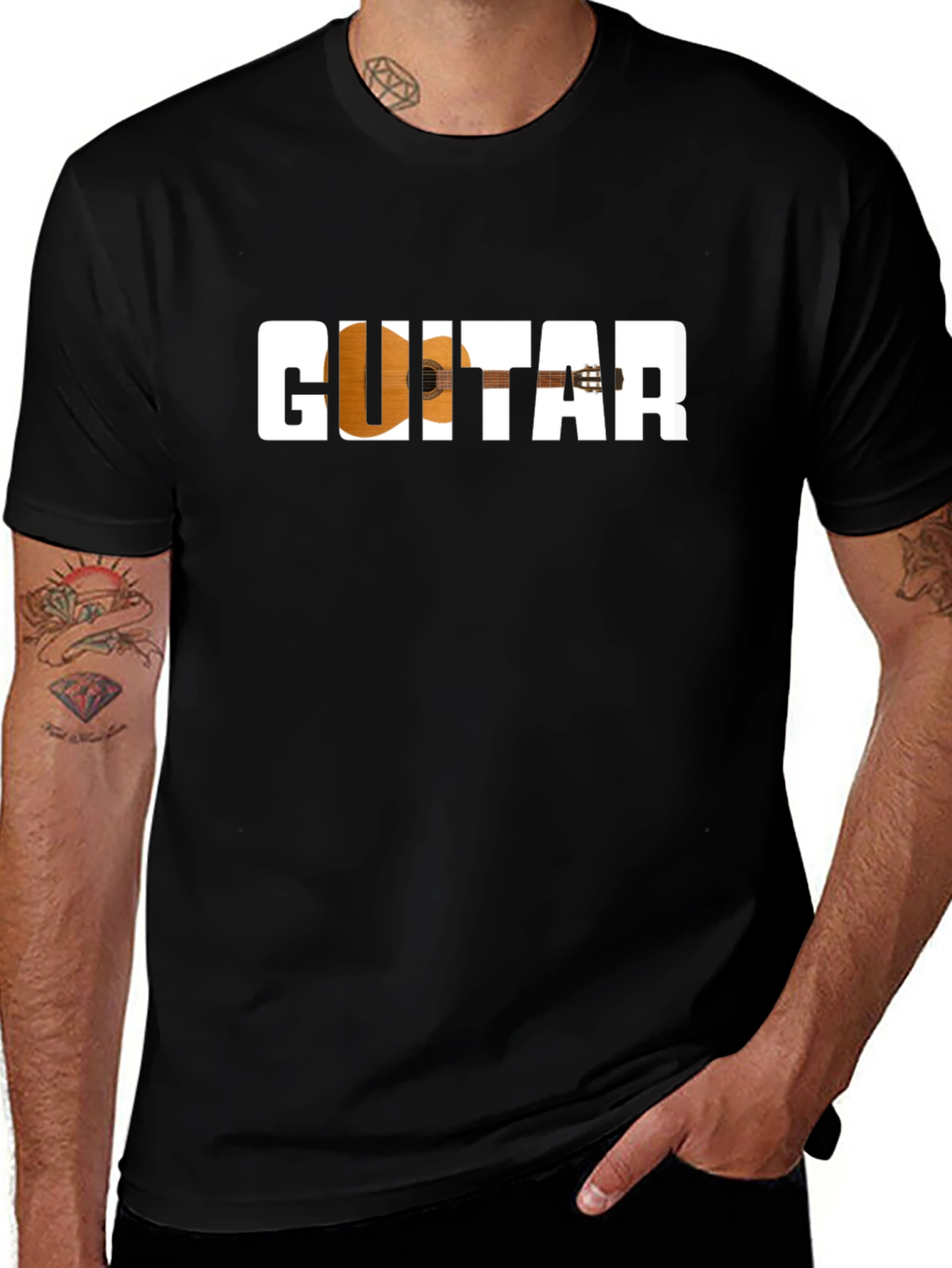 Variant 18 of Guitar Graphic Black T-Shirt - Musician Style