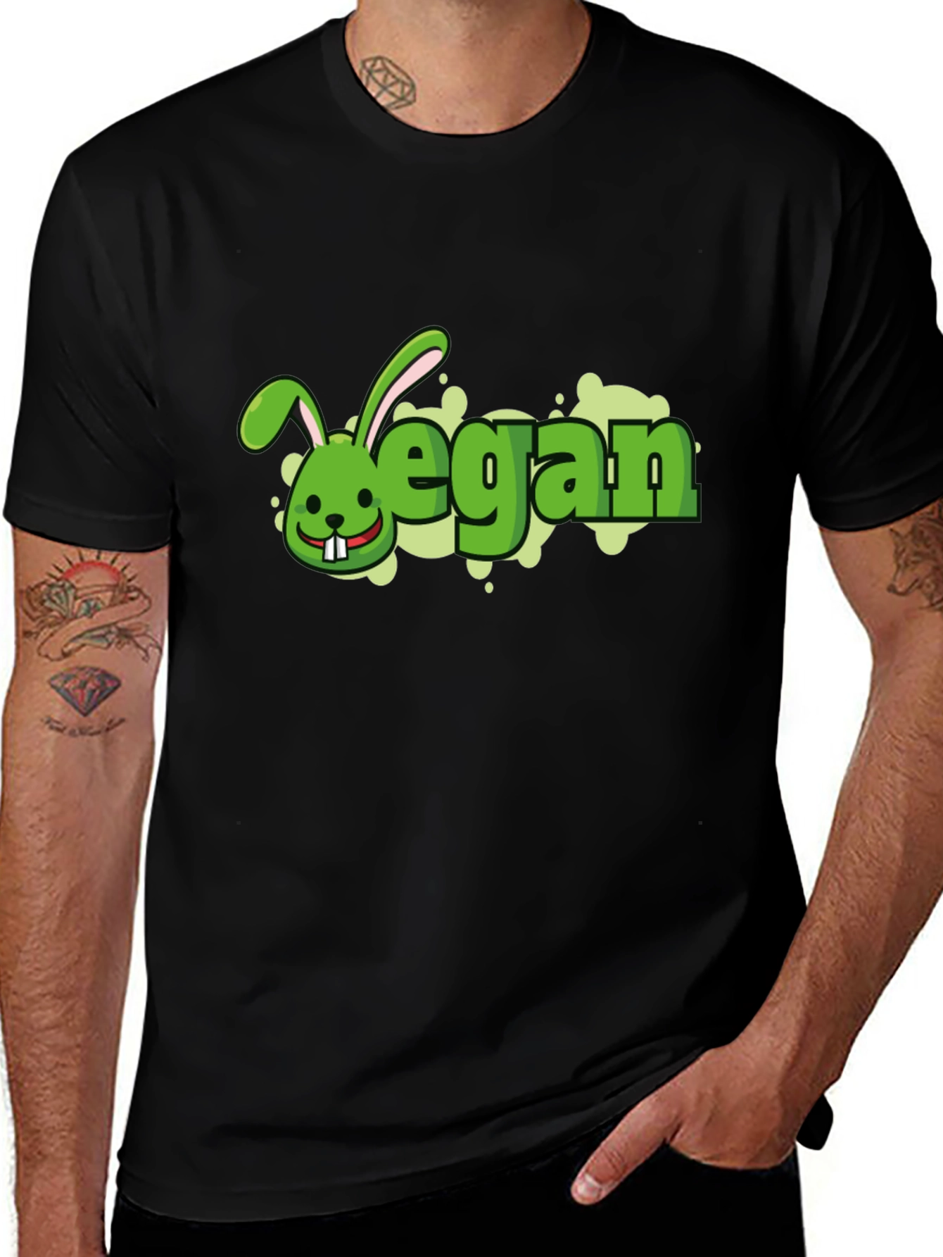 Variant 12 of Vegan Rabbit Black T-Shirt