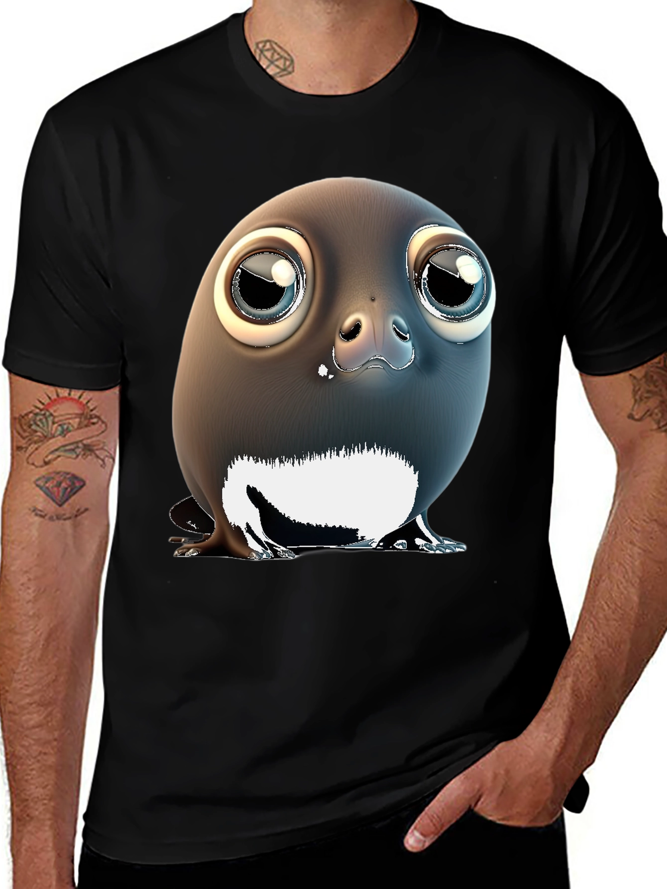 Black Cute Penguin T-Shirt - Unique Graphic Tee main image