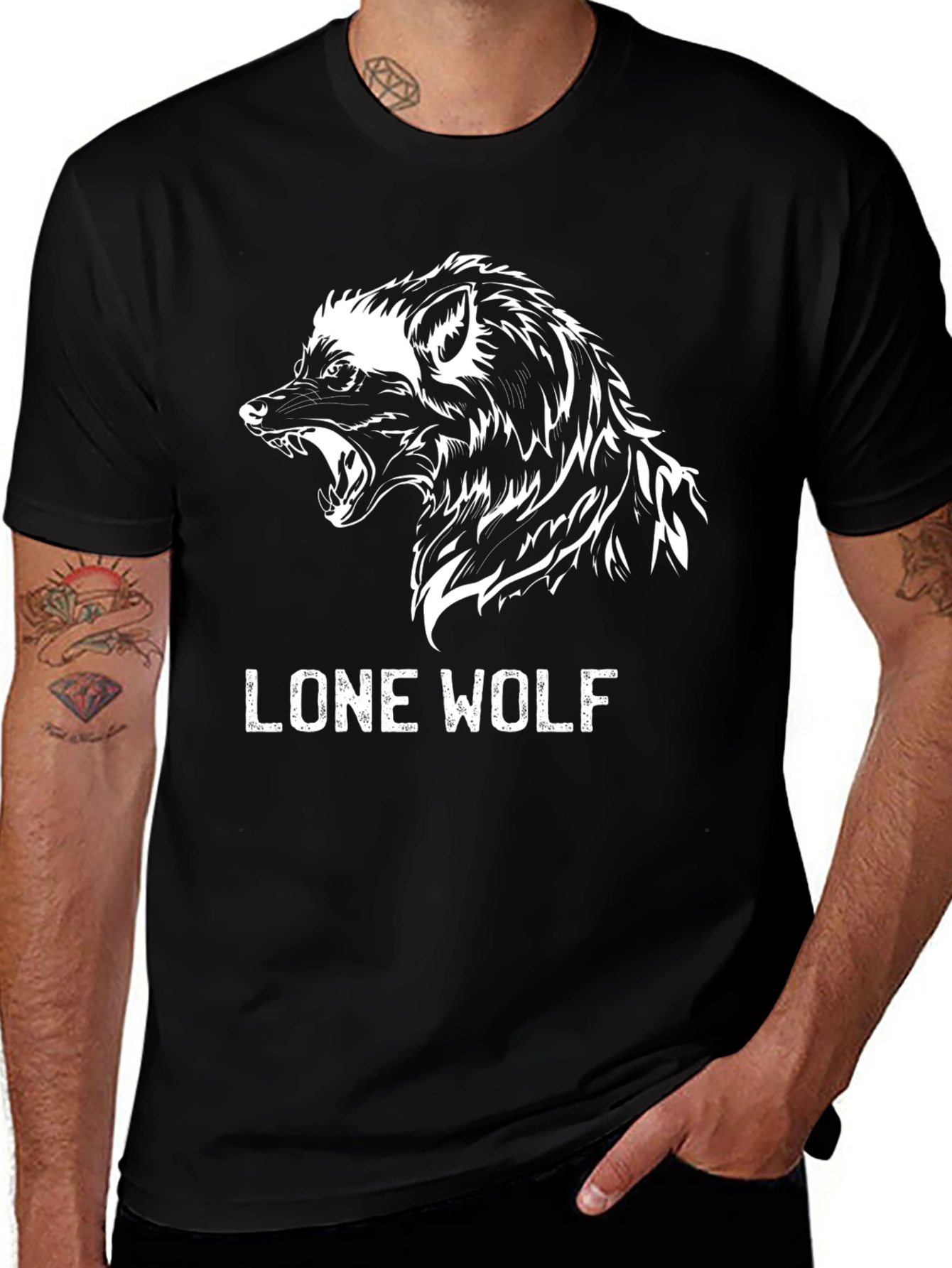 Variant 29 of Lone Wolf Graphic Tee - Black Cotton T-Shirt