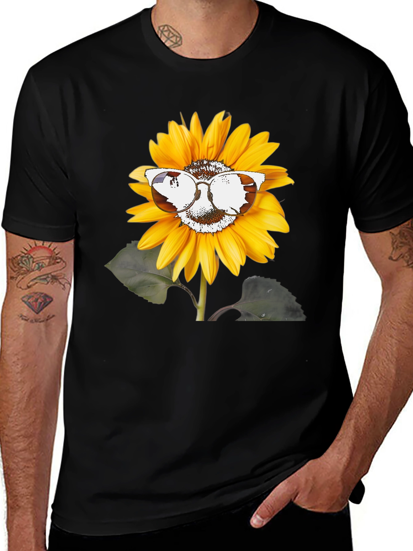 Variant 15 of Sunflower Sunglasses Graphic Tee - Unisex Black T-Shirt