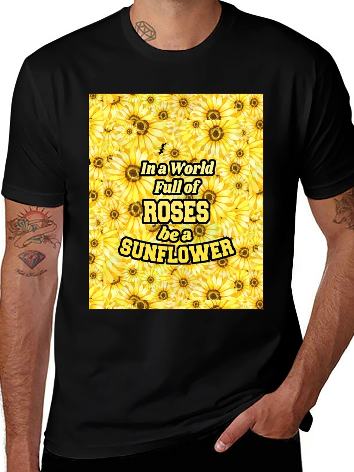 Variant 8 of Sunflower Graphic Tee: Be a Sunflower!