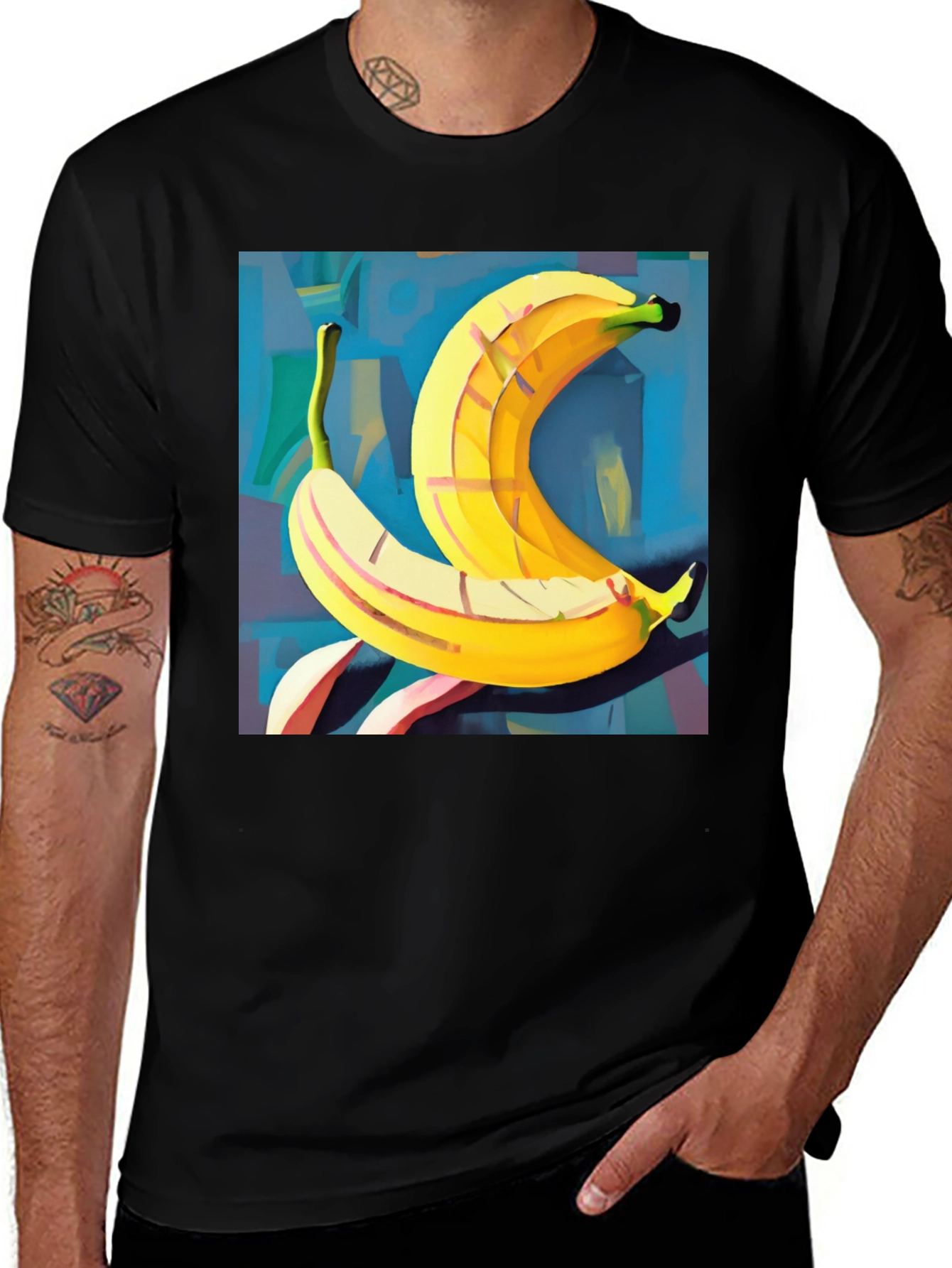 Variant 11 of Banana Art Graphic Tee - Modern Fruit Design