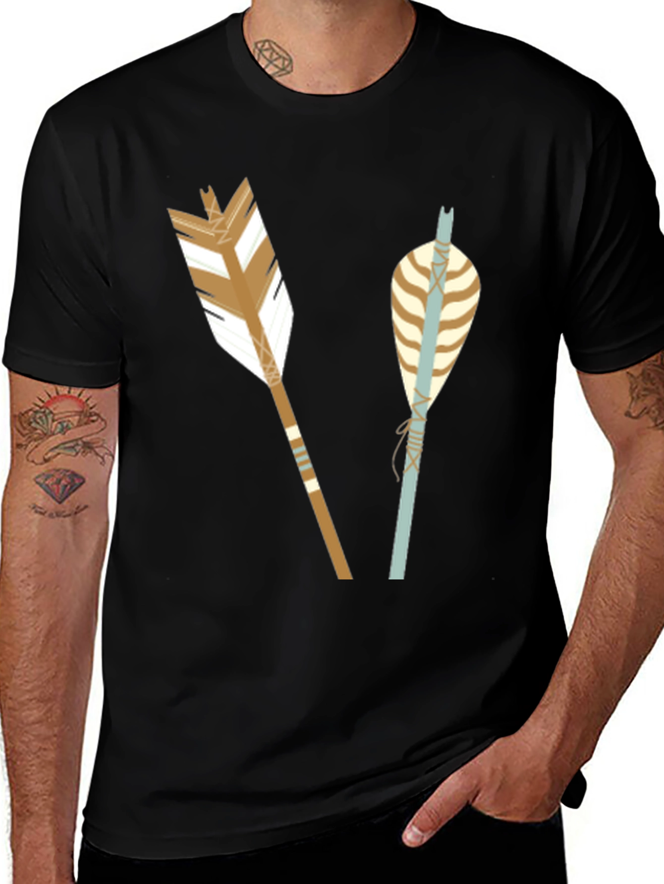 Tribal Arrow Graphic Tee - Casual Black T-Shirt