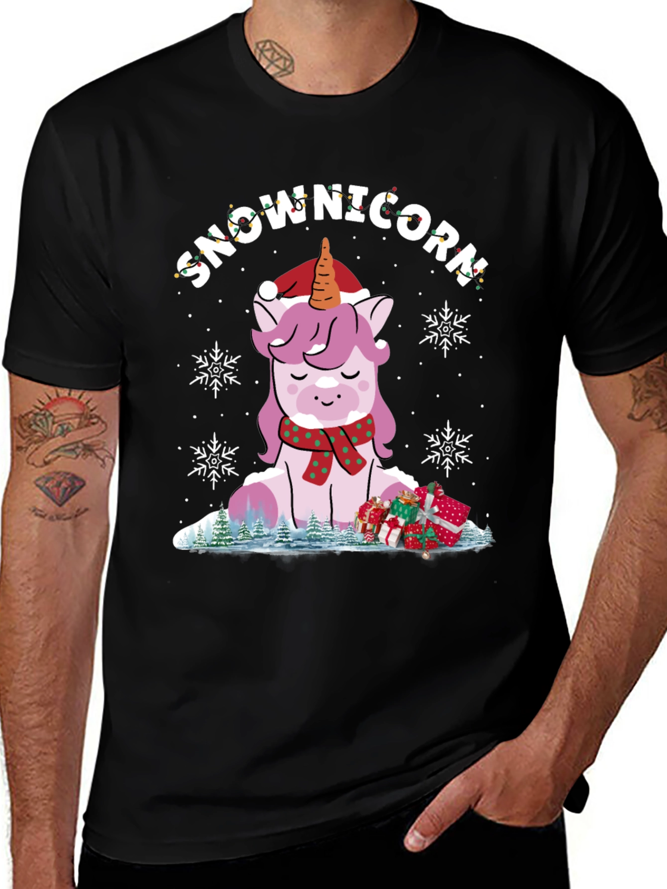 Snow-nicorn Christmas Graphic T-Shirt