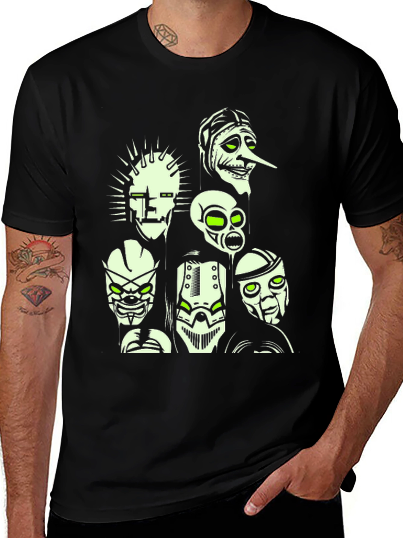 Variant 23 of Masked Faces Black T-Shirt