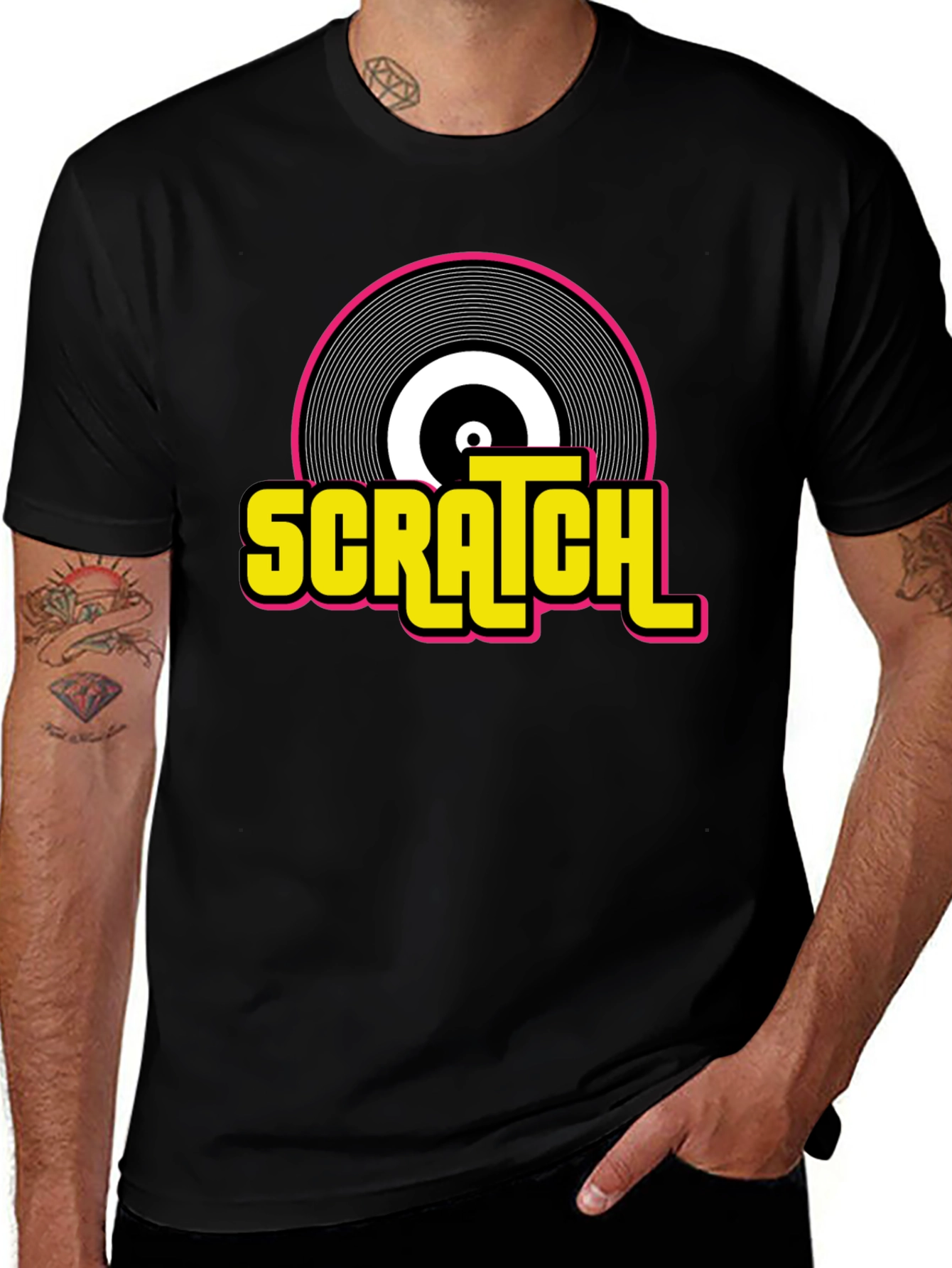 Variant 28 of Scratch Record Graphic T-Shirt - Retro DJ Music Tee