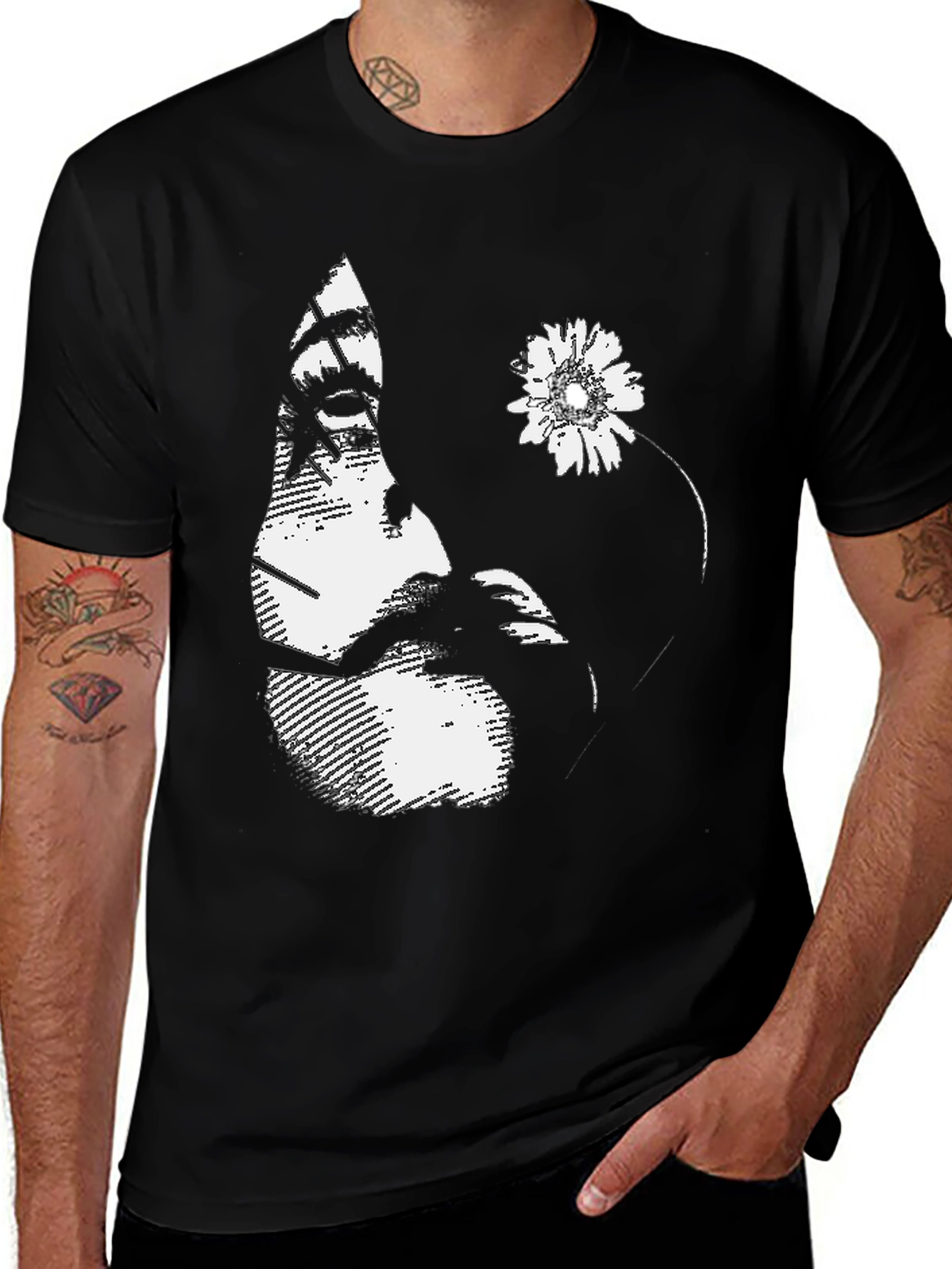 Variant 27 of Abstract Portrait Graphic Black T-Shirt