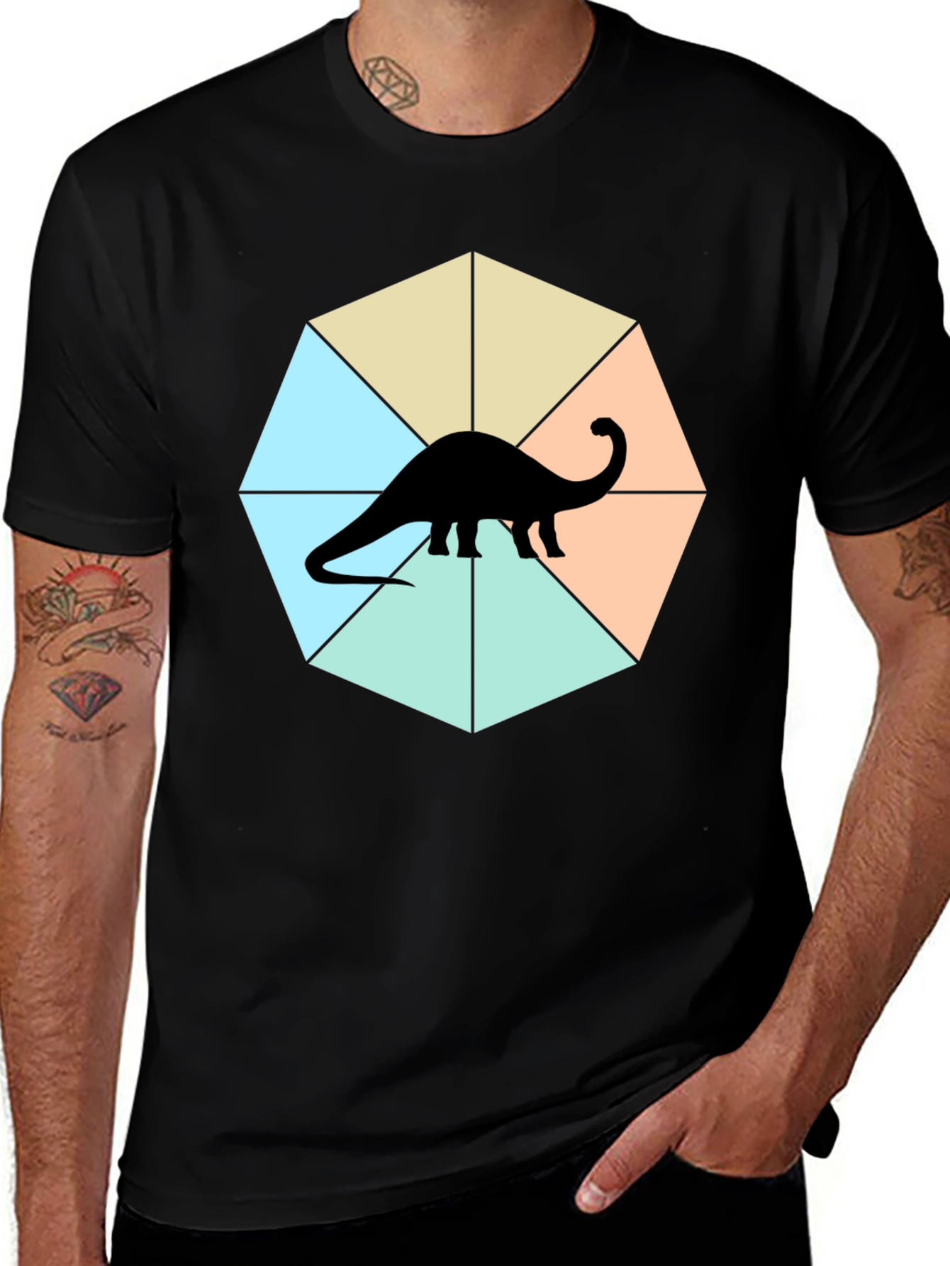 Variant 27 of Dino Graphic Tee - Stylish Geometric Design