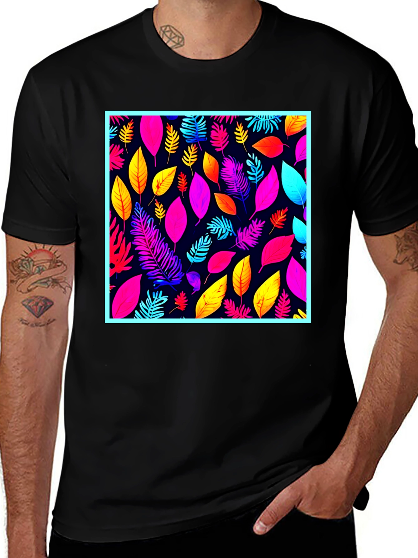 Variant 7 of Tropical Leaves Graphic T-Shirt - Vibrant Design