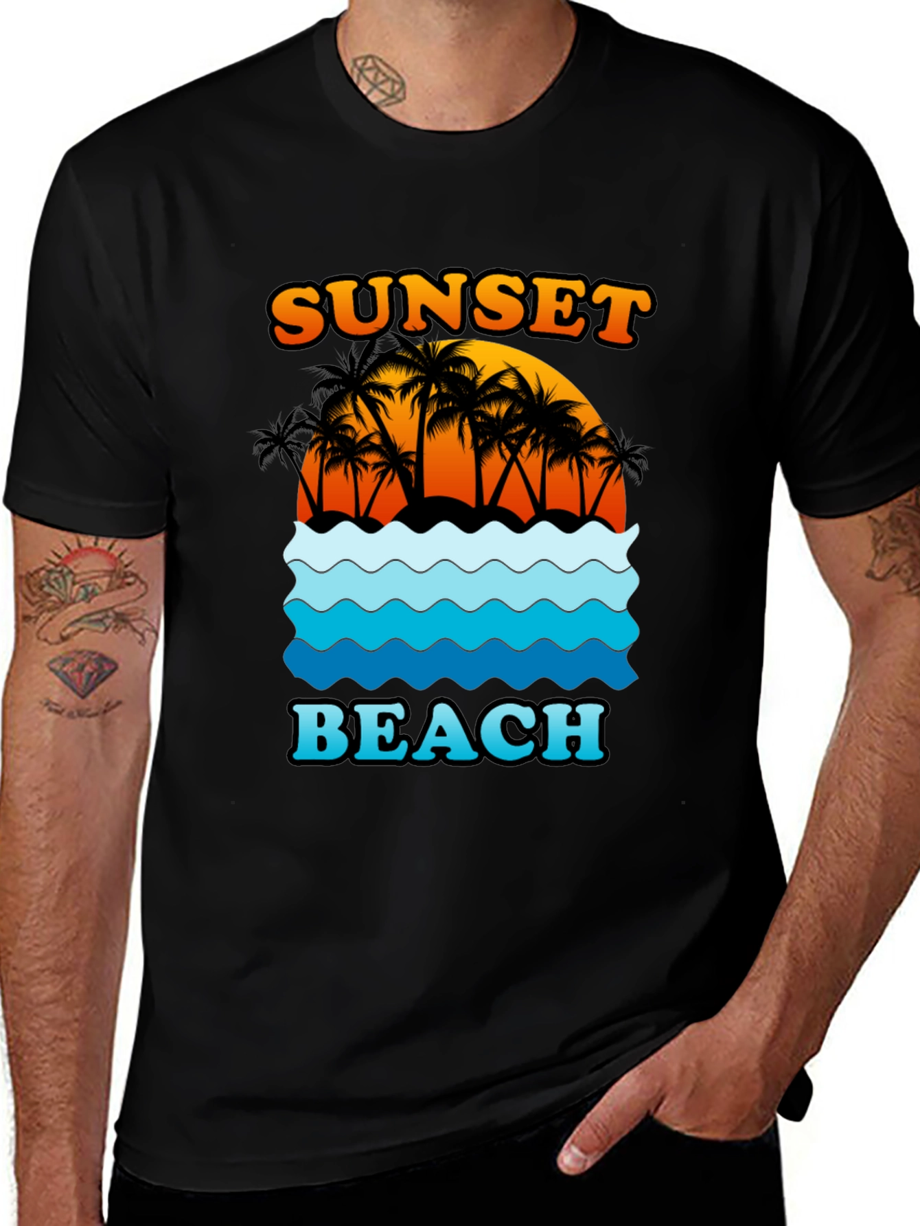 Variant 4 of Sunset Beach Graphic T-Shirt - Tropical Vacation Vibes