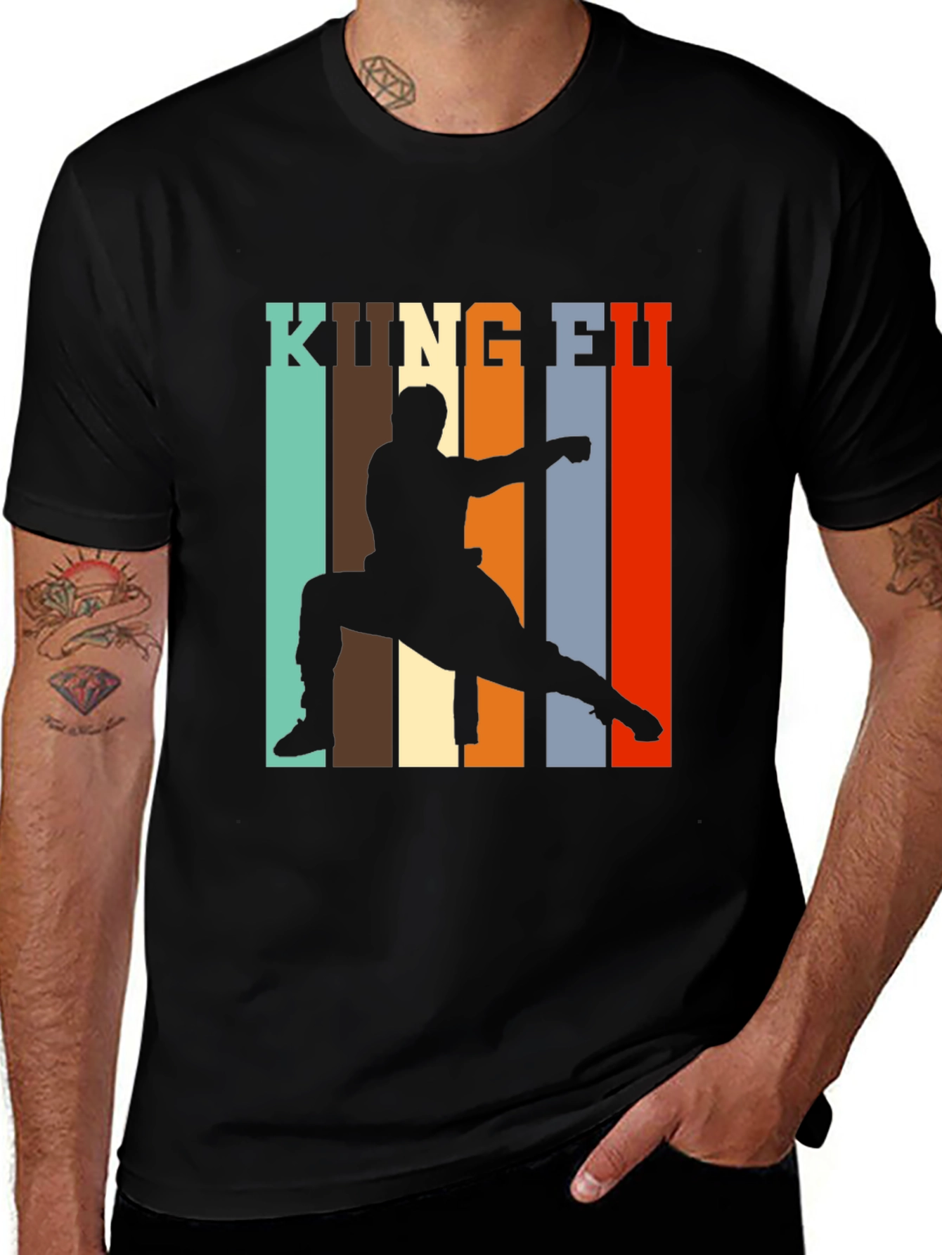 Kung Fu Silhouette Graphic Print Tee