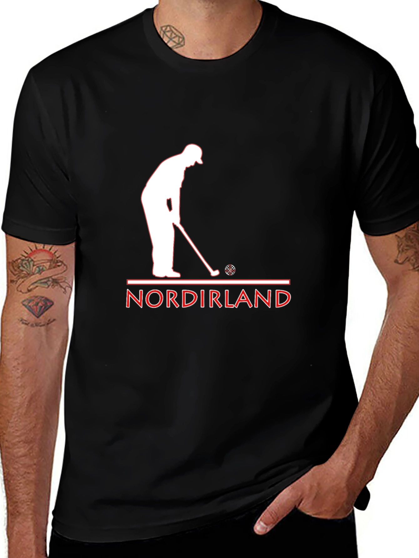 Variant 9 of Nordirland Golfing Tee - Black Cotton Golfer T-Shirt
