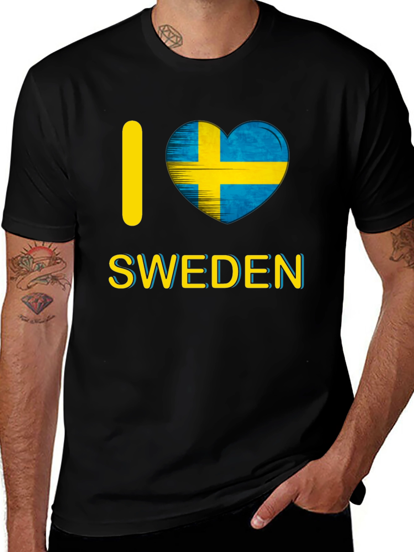 Variant 29 of I Love Sweden T-Shirt - Black Crew Neck