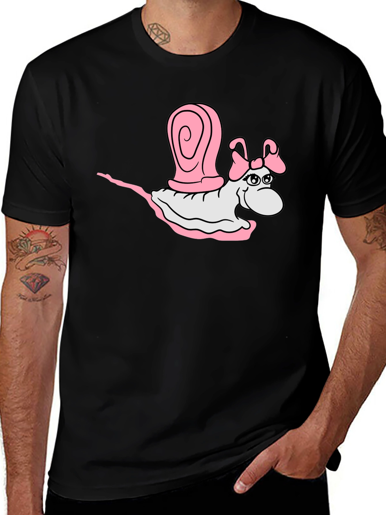 Variant 29 of Cute Snail Cartoon Black T-Shirt