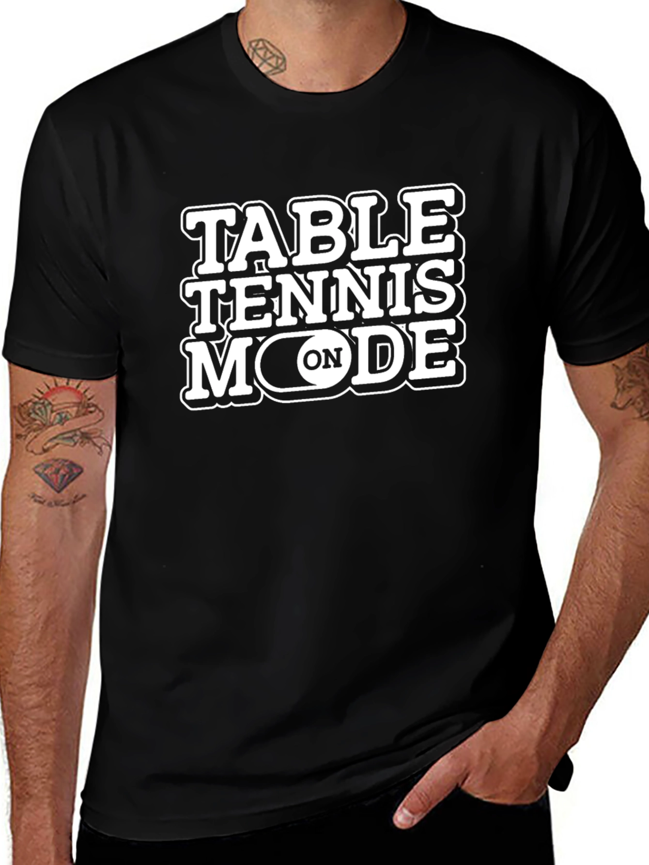 Variant 27 of Table Tennis Mode On Black T-Shirt