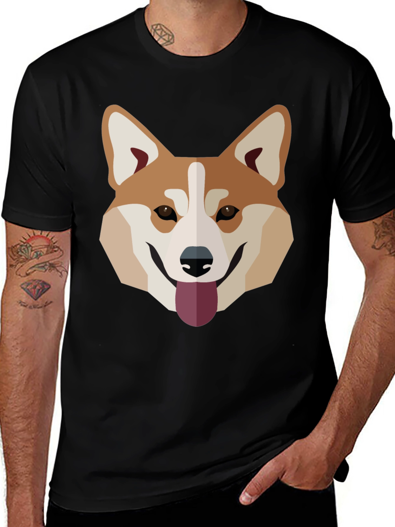 Variant 9 of Dog Face Graphic Black T-Shirt