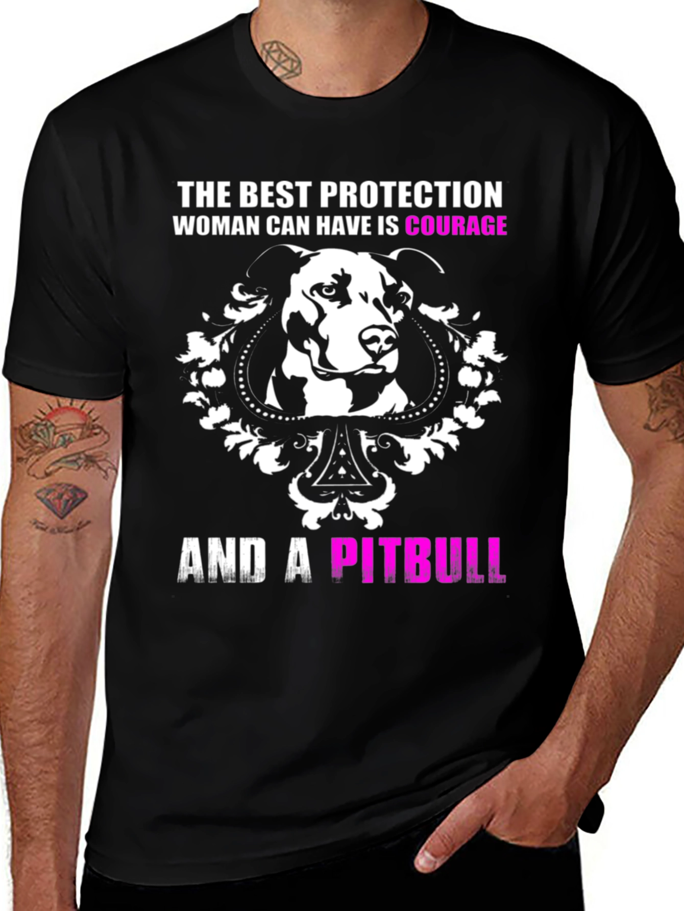 Variant 23 of Courage and a Pitbull Black Graphic T-Shirt