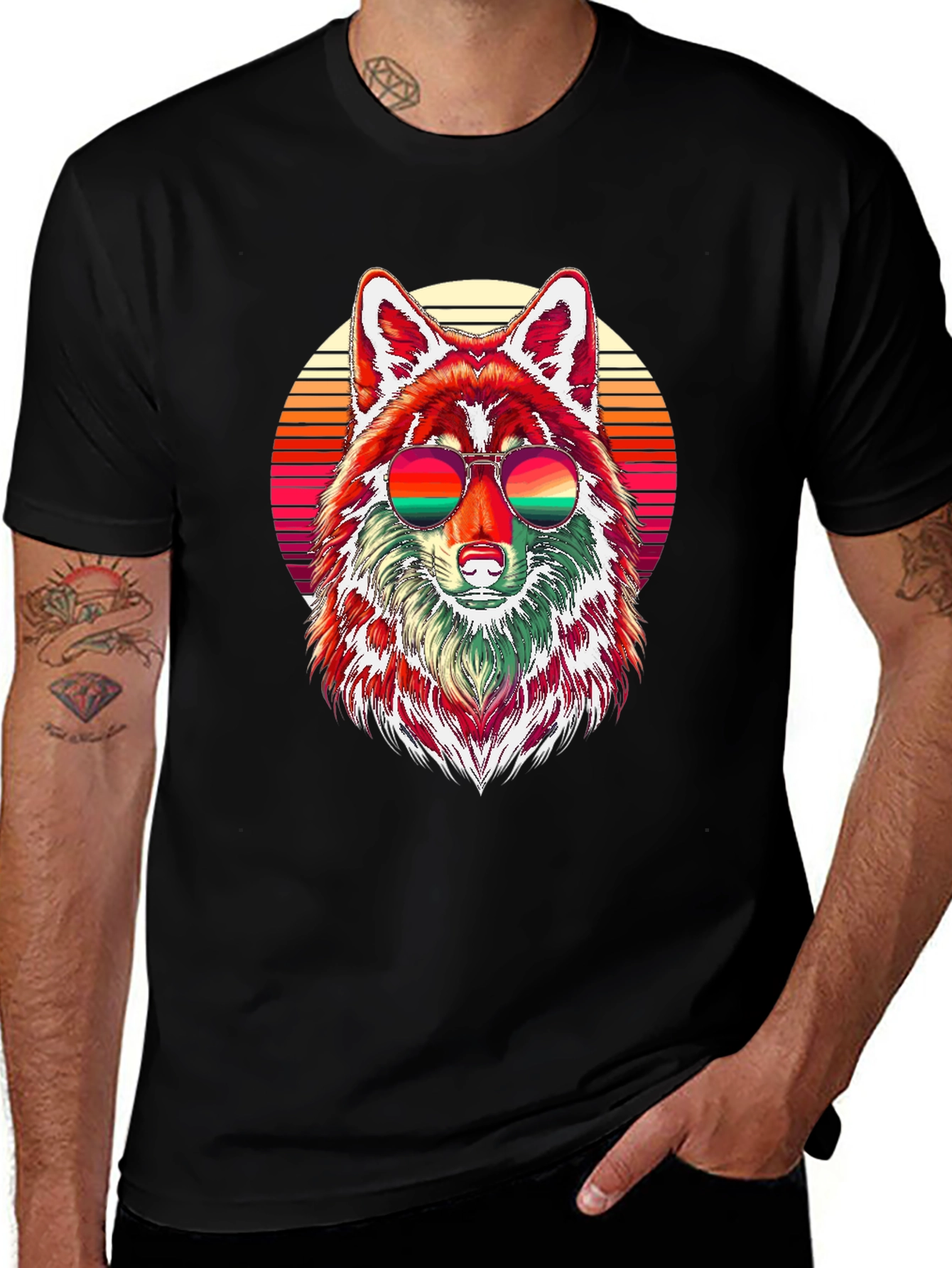 Variant 7 of Retro Wolf Graphic Tee - Cool Animal Shirt