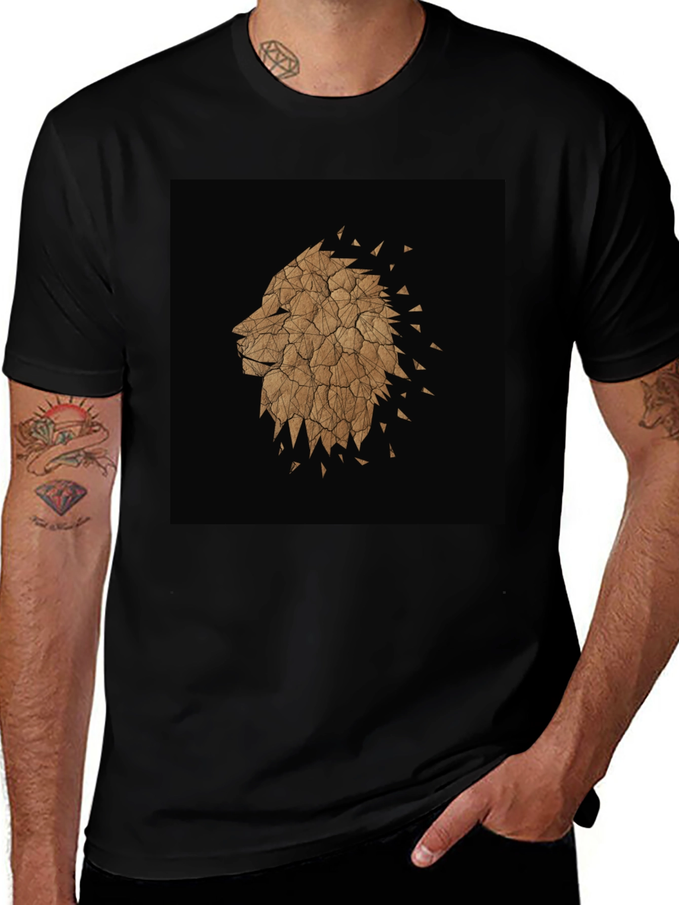 Variant 18 of Abstract Lion Graphic Black Tee