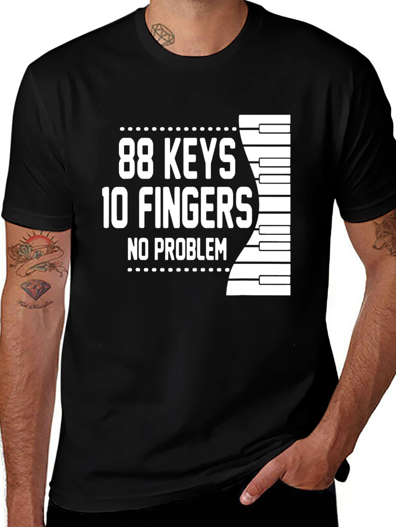 Variant 8 of 88 Keys 10 Fingers No Problem Graphic Tee