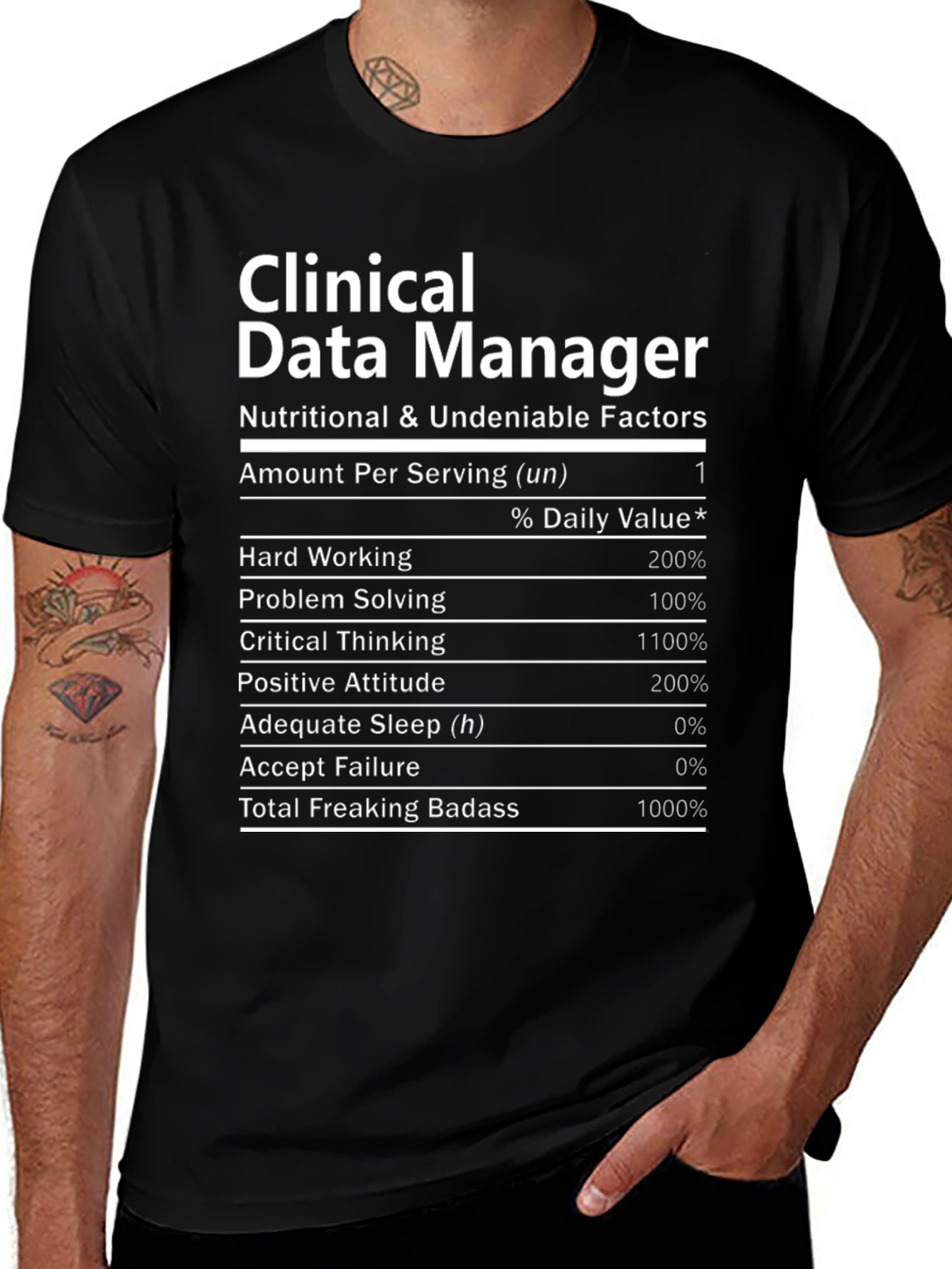 Variant 8 of Clinical Data Manager Nutrition Facts Novelty T-Shirt