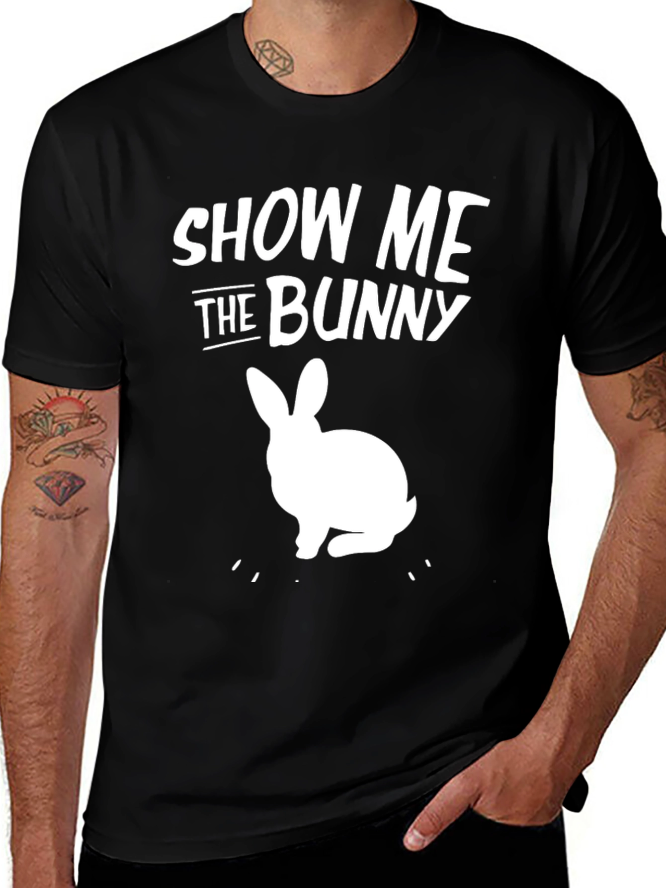 Variant 11 of Show Me The Bunny T-Shirt - Black Cotton Tee