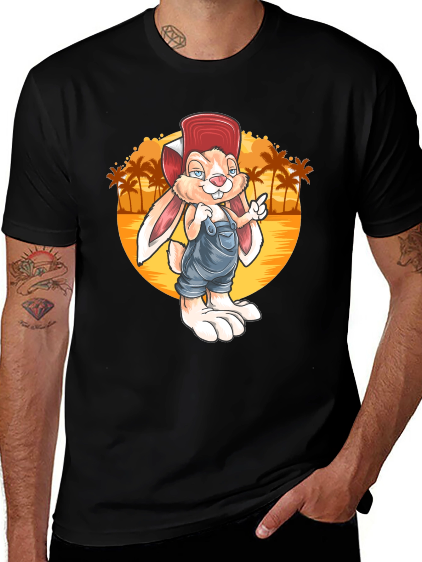 Variant 9 of Cartoon Rabbit Graphic Tee - Retro Style