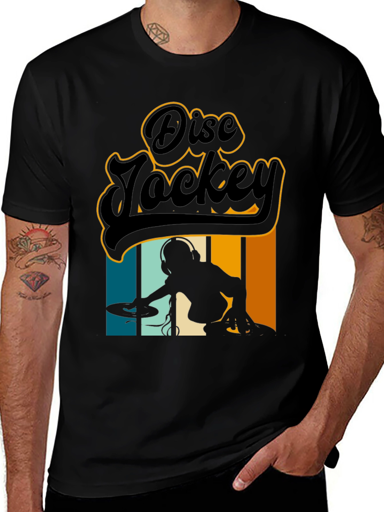 Retro Disc Jockey Black T-Shirt