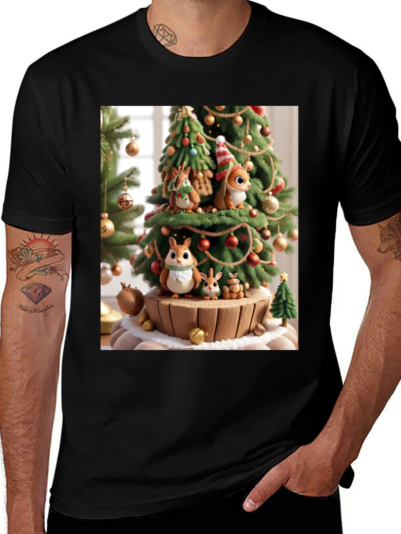 Festive Squirrel Christmas Tree T-Shirt