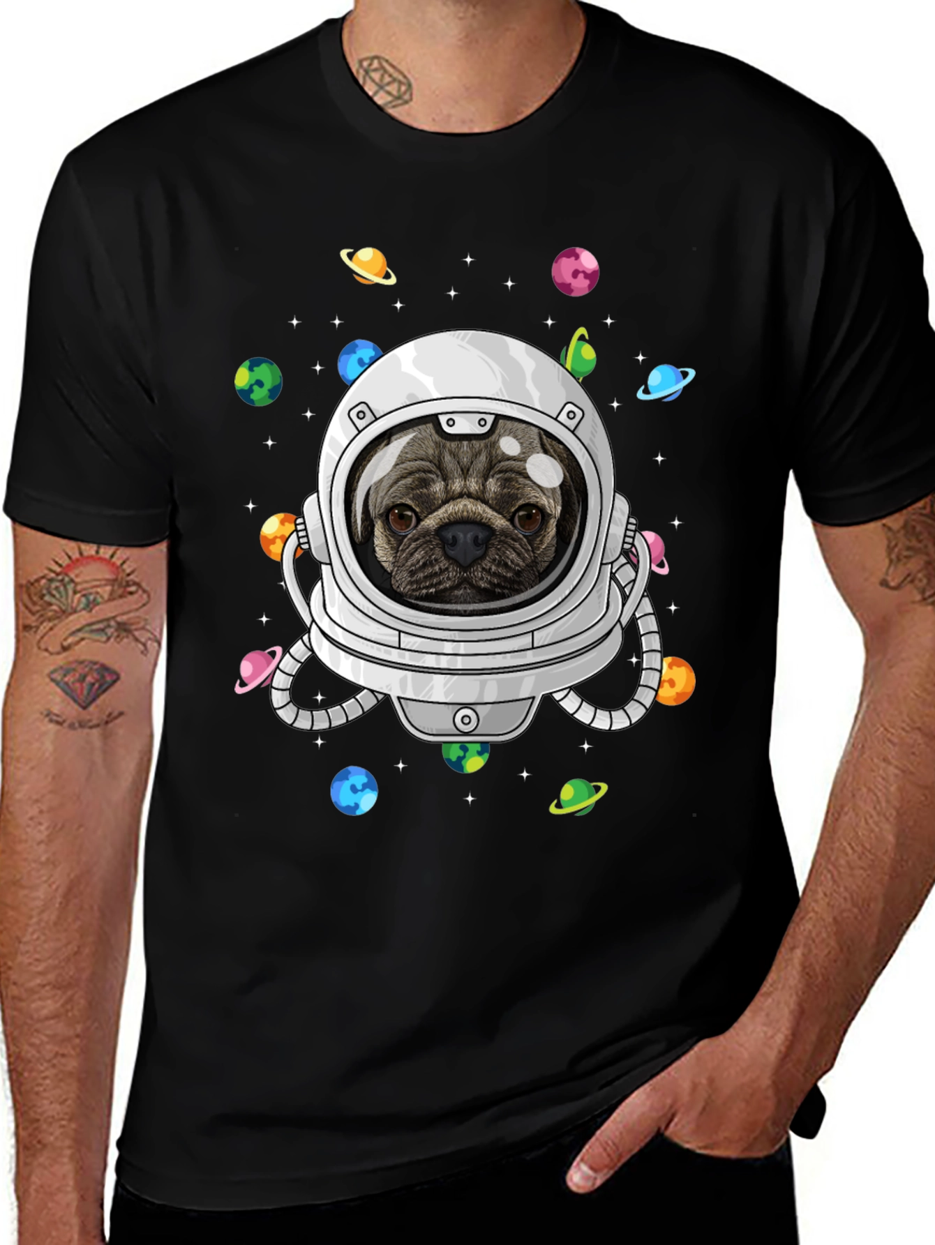 Variant 25 of Pug Astronaut T-Shirt - Space Dog Tee