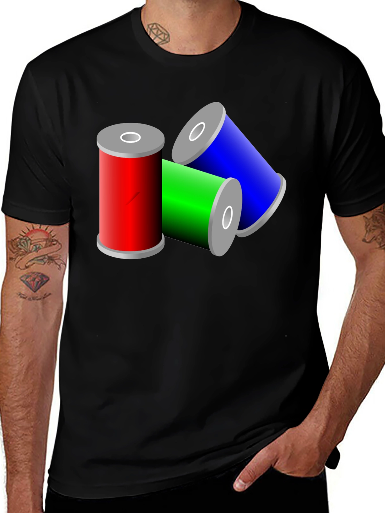 Variant 16 of Colorful Thread Spools Black T-Shirt