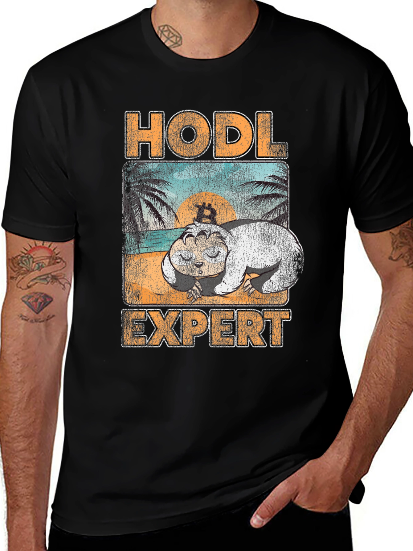 HODL Expert T-Shirt - Bitcoin Sloth Design